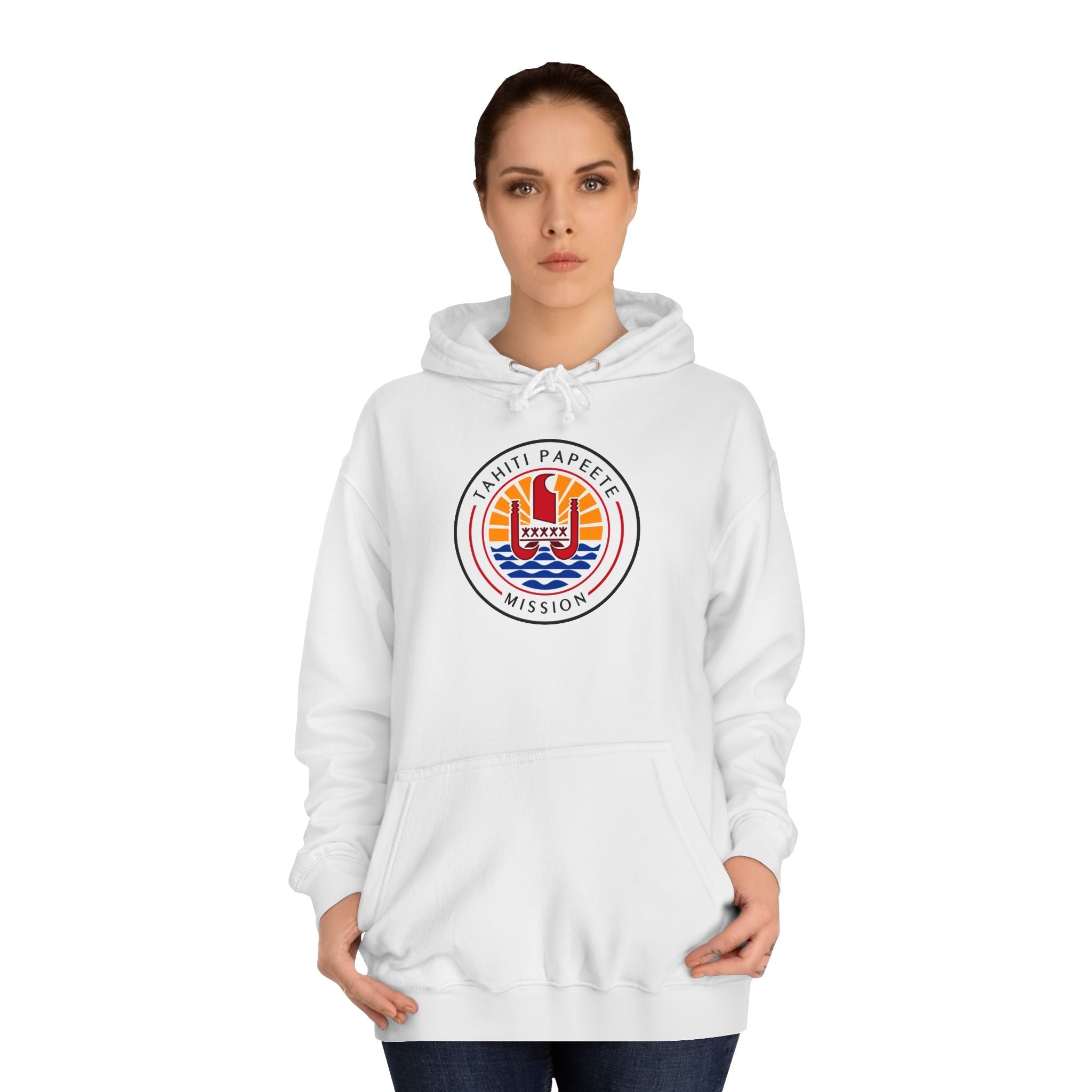 Tahiti Papeete Mission Flag Logo (White Border) College Hoodie - Mission Wishlist - LDS Missionary Gift Store