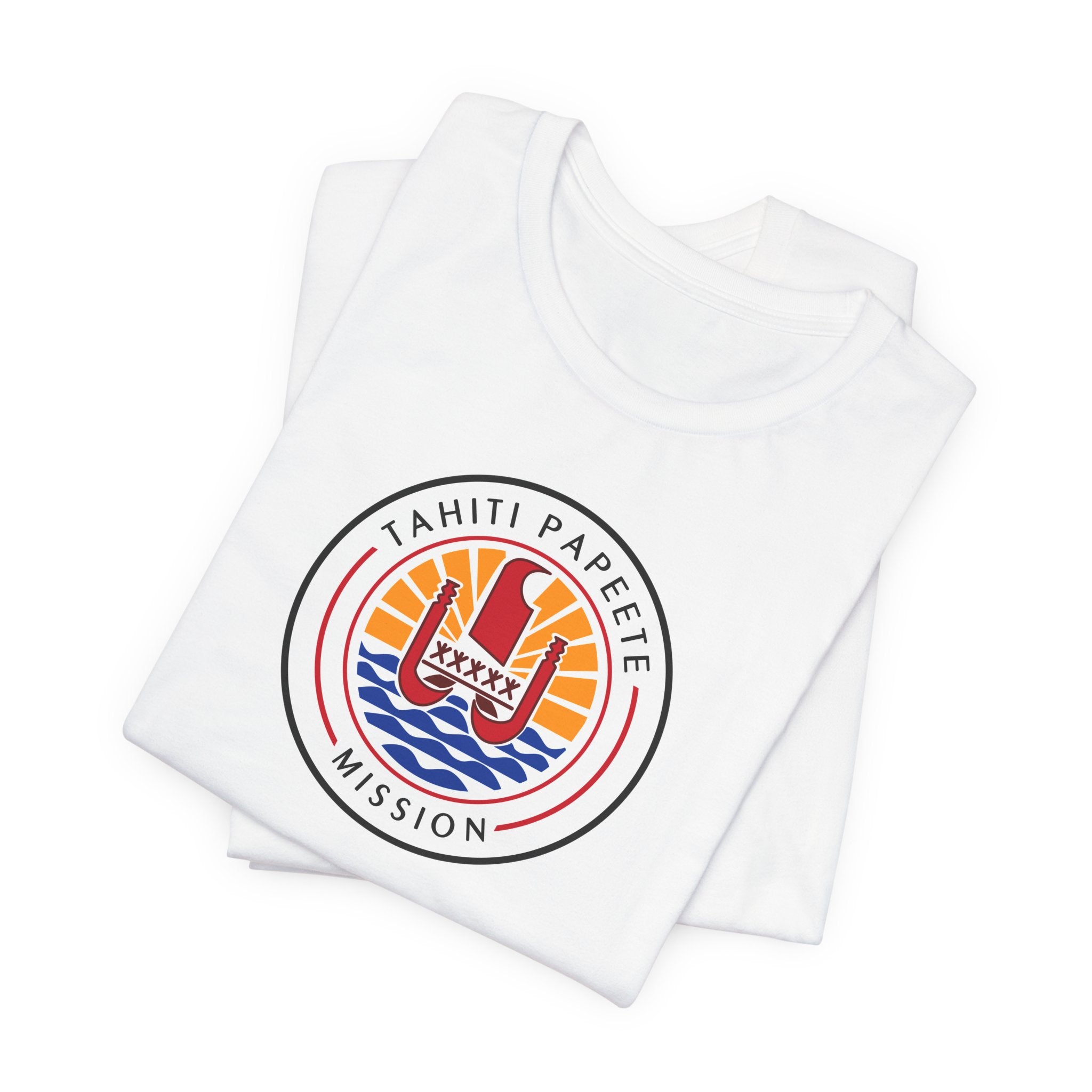 Tahiti Papeete Mission Flag Logo (White Border) T-shirt - Mission Wishlist - LDS Missionary Gift Store