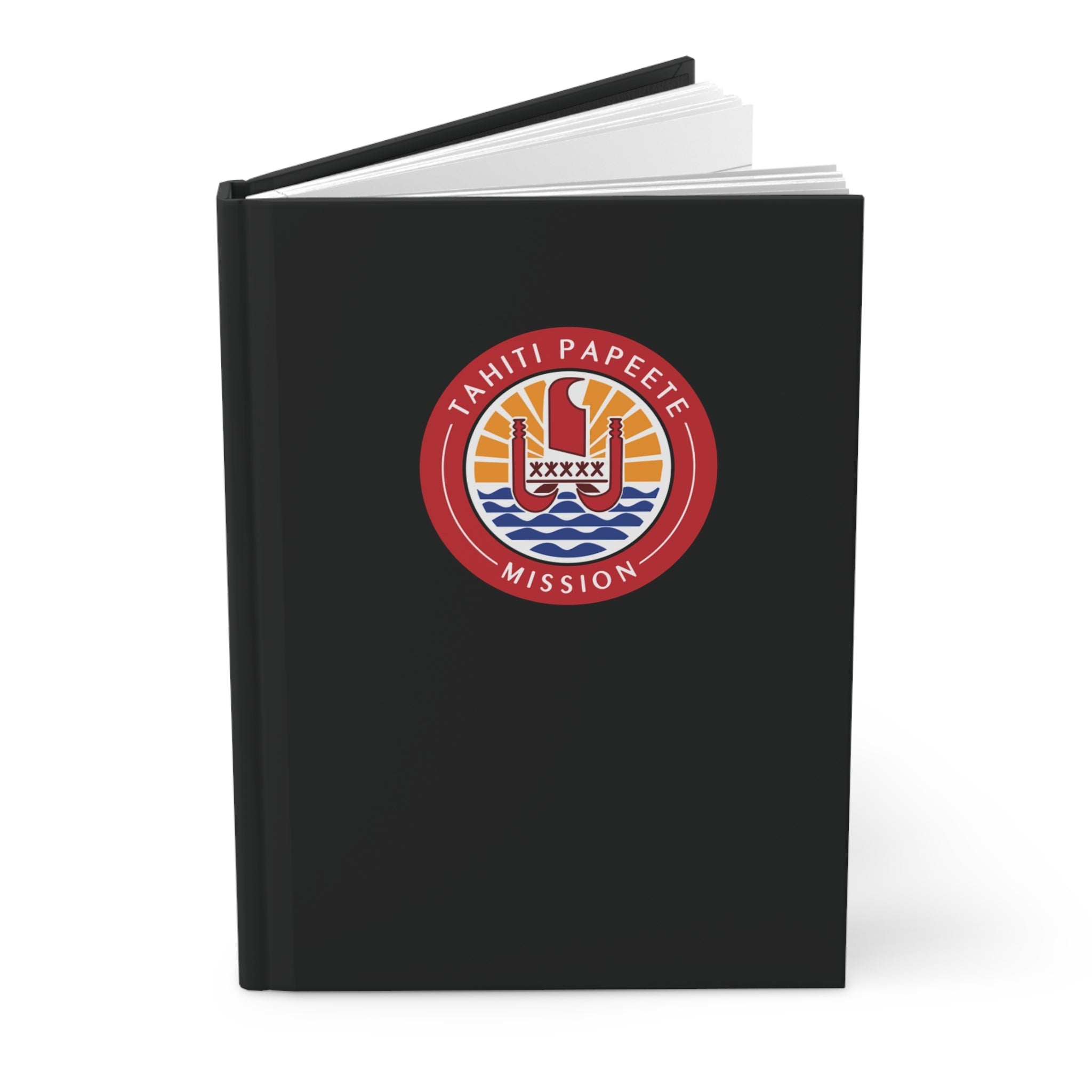 Tahiti Papeete Mission Logo Design Black Hardcover Journal Matte - Mission Wishlist - LDS Missionary Gift Store