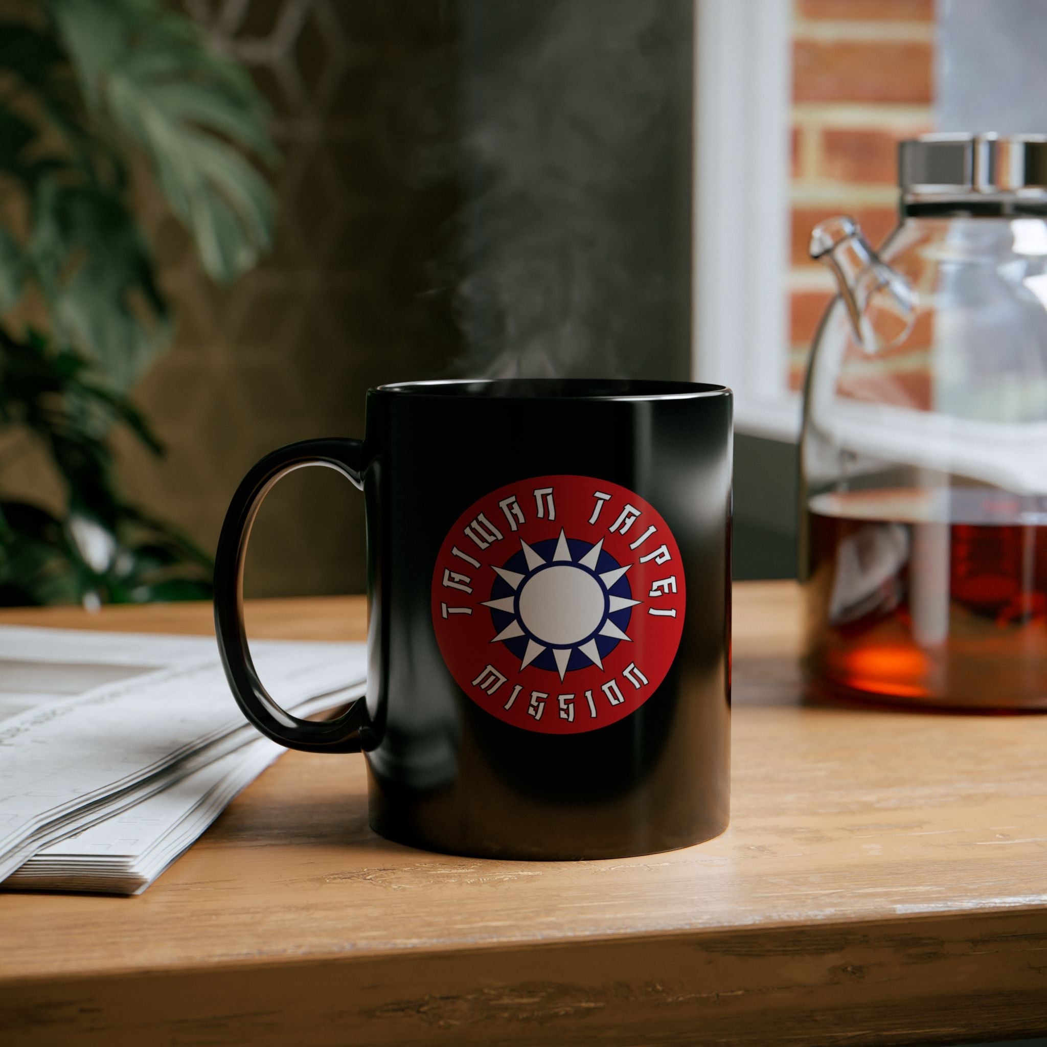 Taiwan Taipei Mission Circular Flag Black Ceramic Mug - Latter-Day Saint LDS Missionary Gift - Book of Mormon