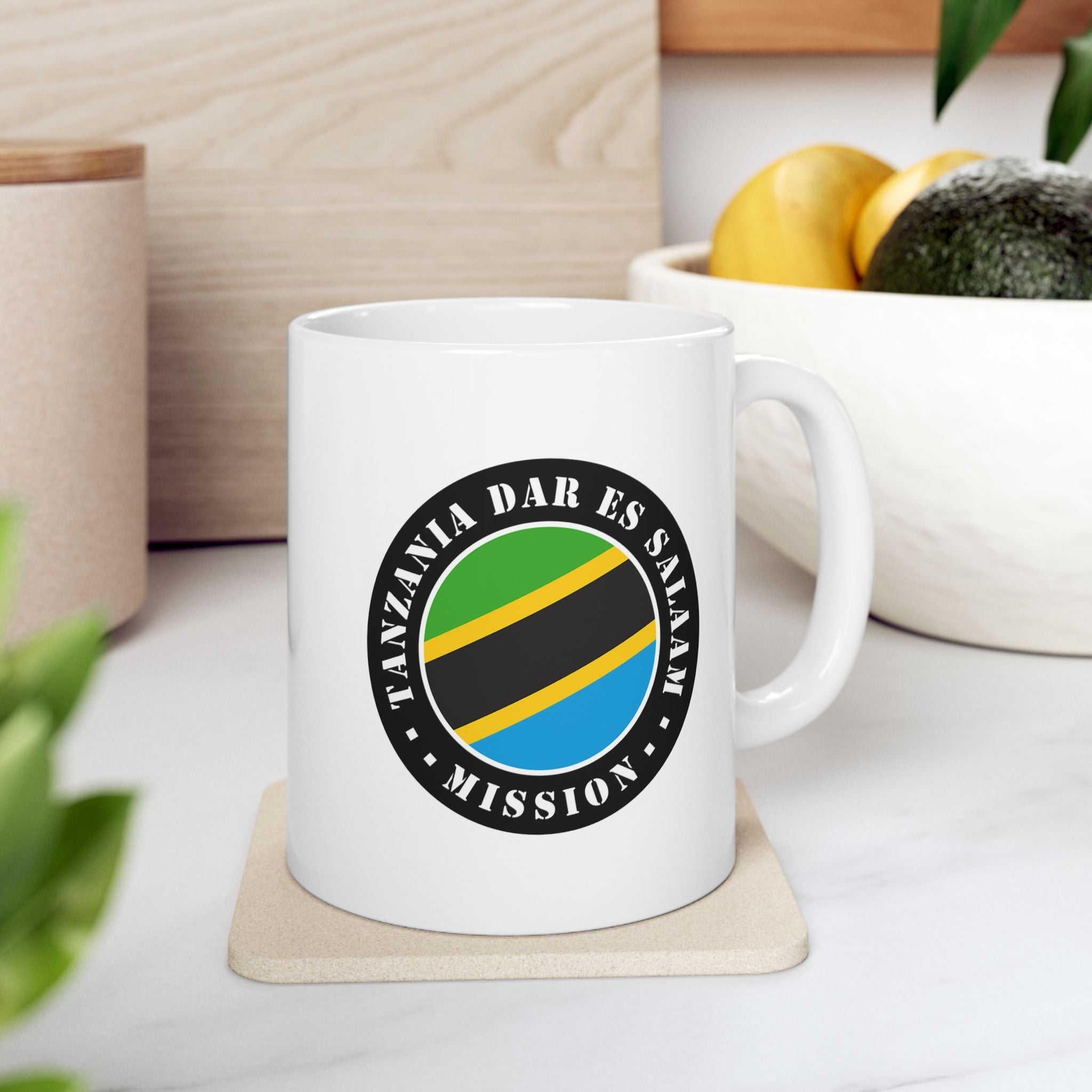 Tanzania Dar es Salaam Mission Circular Flag White Ceramic Mug - Latter-Day Saint LDS Missionary Gift - Book of Mormon