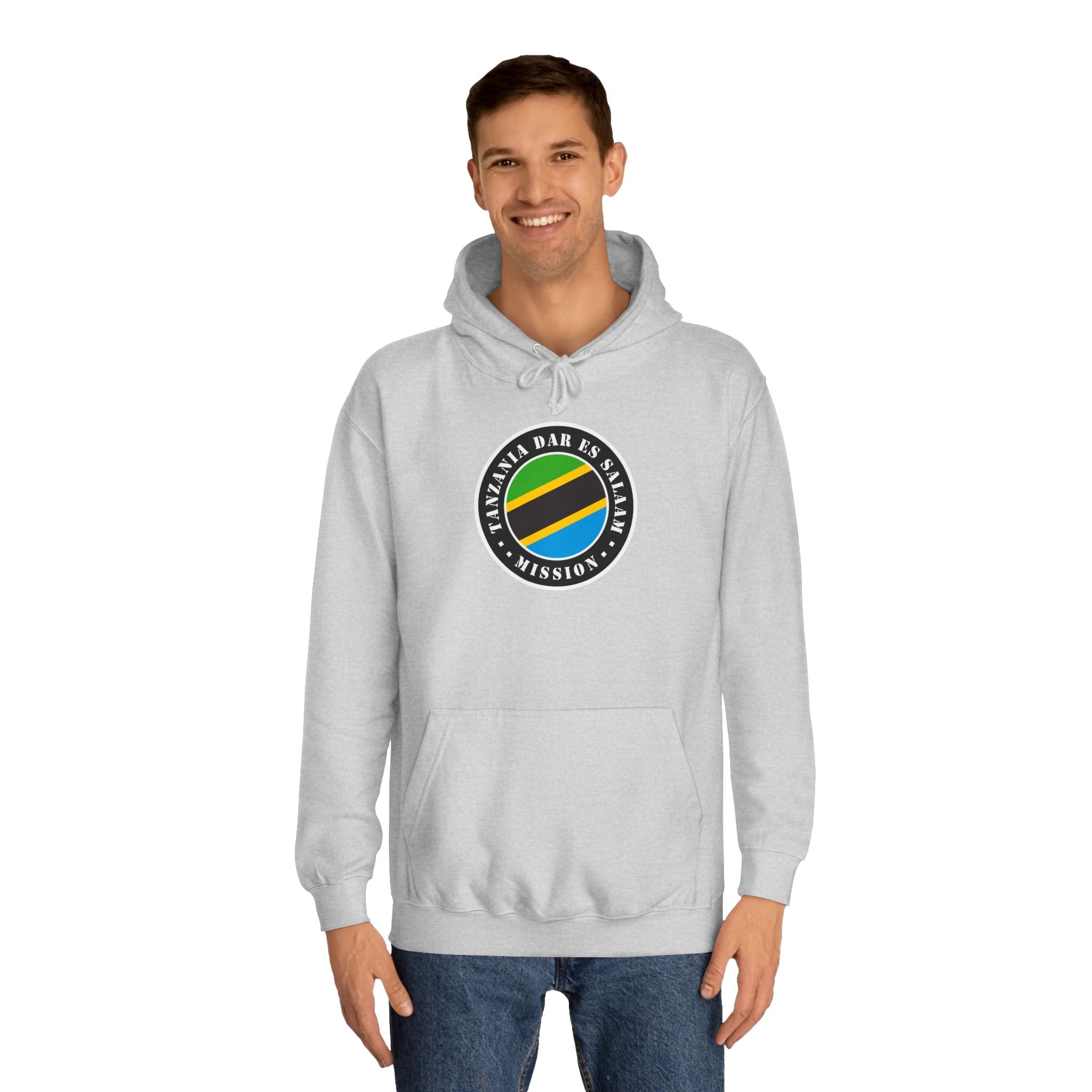 Tanzania Dar es Salaam Mission Flag Logo (Black Border) College Hoodie - Mission Wishlist - LDS Missionary Gift Store