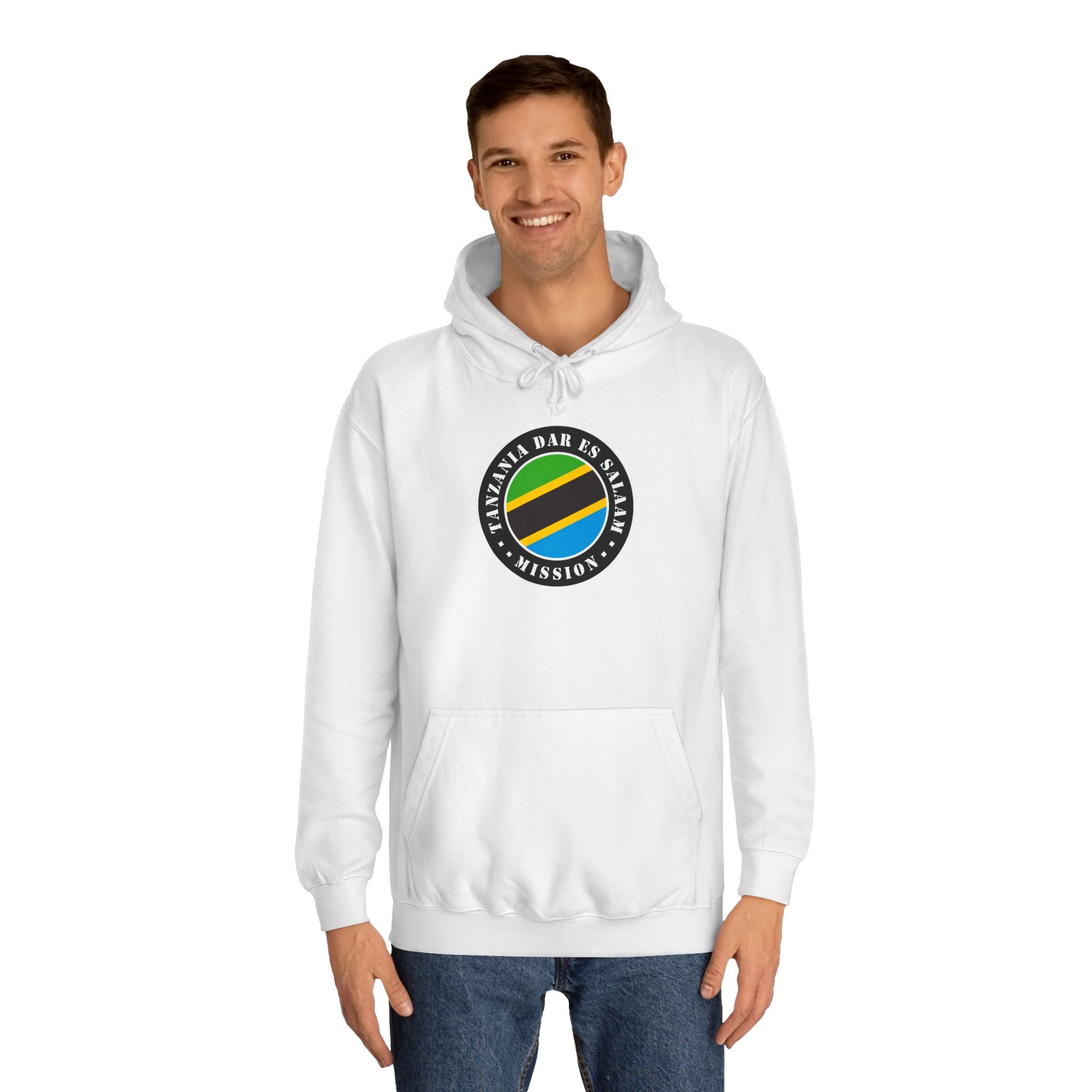 Tanzania Dar es Salaam Mission Flag Logo (Black Border) College Hoodie - Mission Wishlist - LDS Missionary Gift Store
