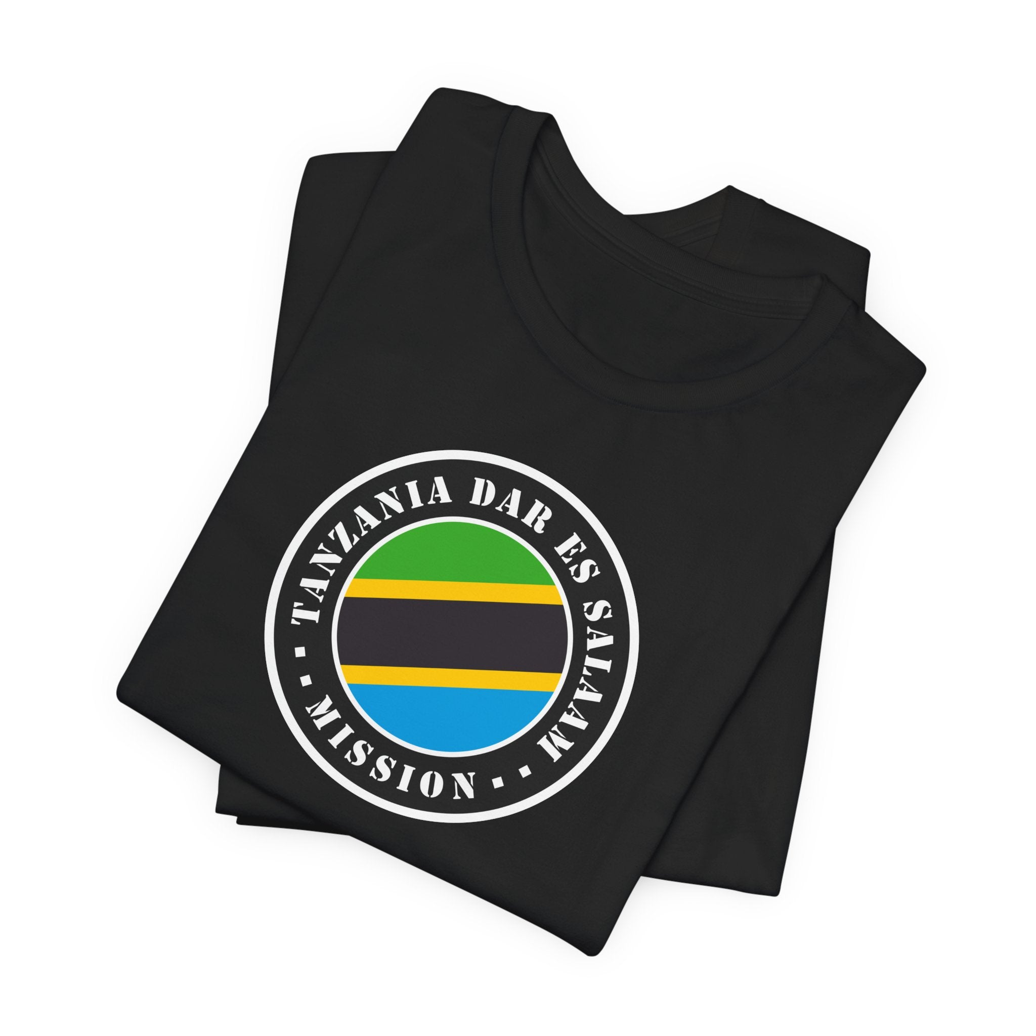 Tanzania Dar es Salaam Mission Flag Logo (Black Border) T-shirt - Mission Wishlist - LDS Missionary Gift Store