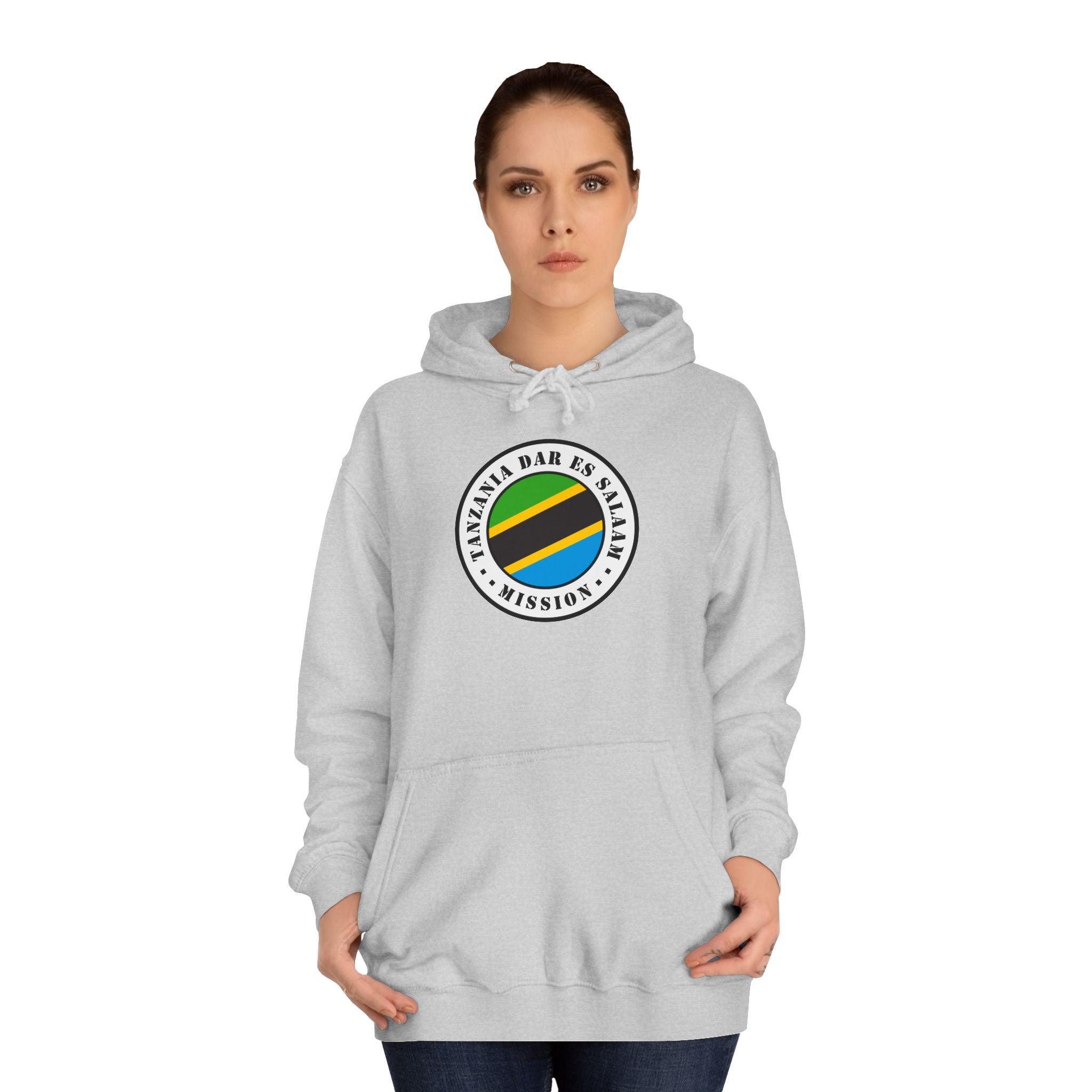 Tanzania Dar es Salaam Mission Flag Logo (White Border) College Hoodie - Latter-Day Saint LDS Missionary Gift - Book of Mormon