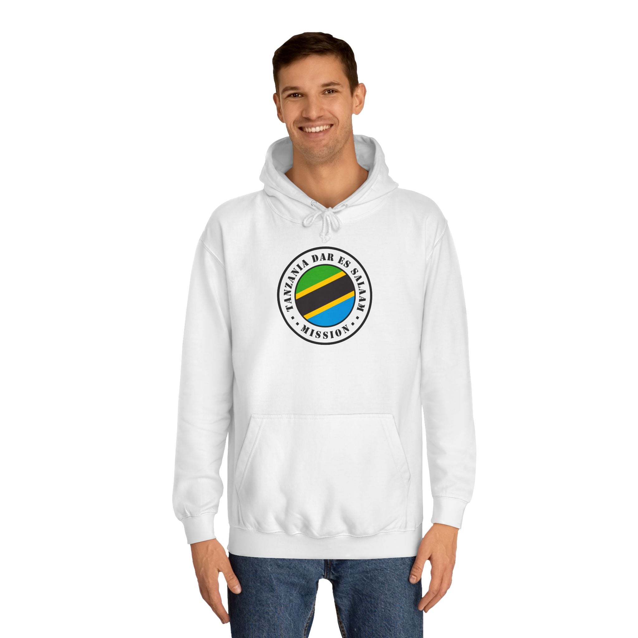 Tanzania Dar es Salaam Mission Flag Logo (White Border) College Hoodie - Latter-Day Saint LDS Missionary Gift - Book of Mormon