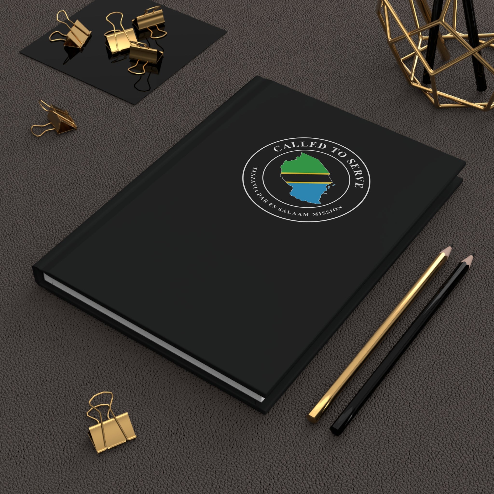 Tanzania Dar es Salaam Mission Flag Map Called to Serve Black Hardcover Journal Matte - Latter-Day Saint LDS Missionary Gift - Book of Mormon