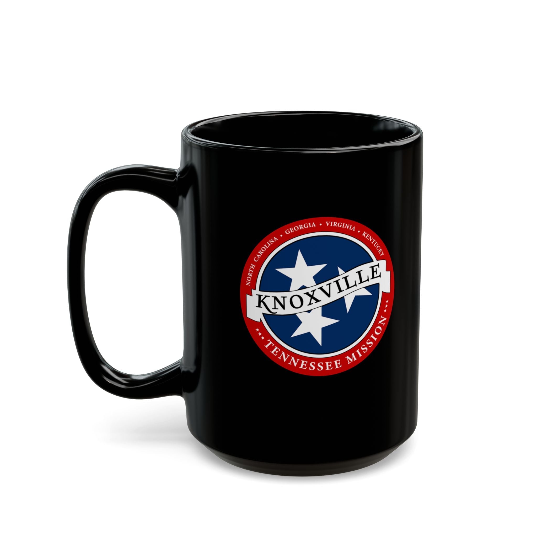 Tennessee Knoxville Mission State Flag Logo Ceramic Mug Black Name - Latter-Day Saint LDS Missionary Gift - Book of Mormon