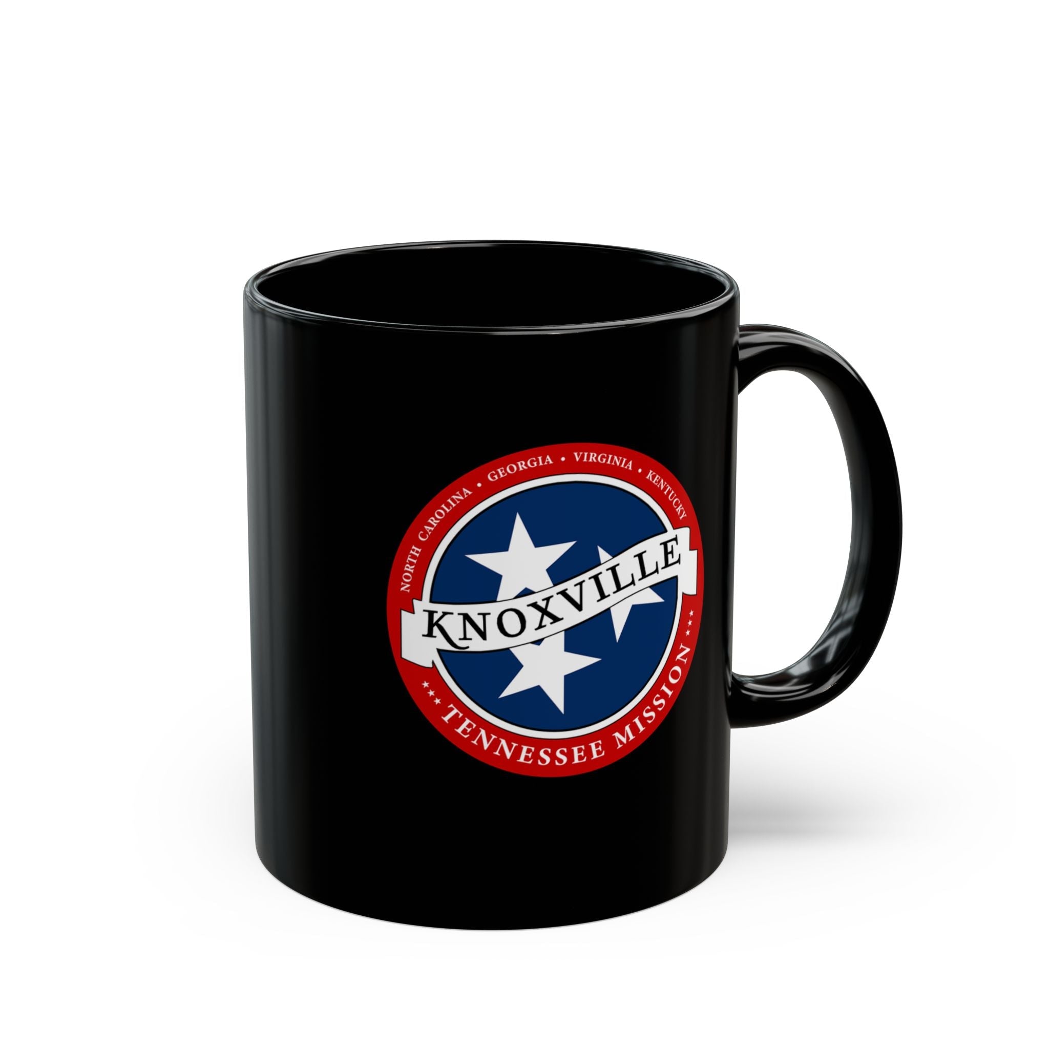 Tennessee Knoxville Mission State Flag Logo Ceramic Mug Black Name - Latter-Day Saint LDS Missionary Gift - Book of Mormon