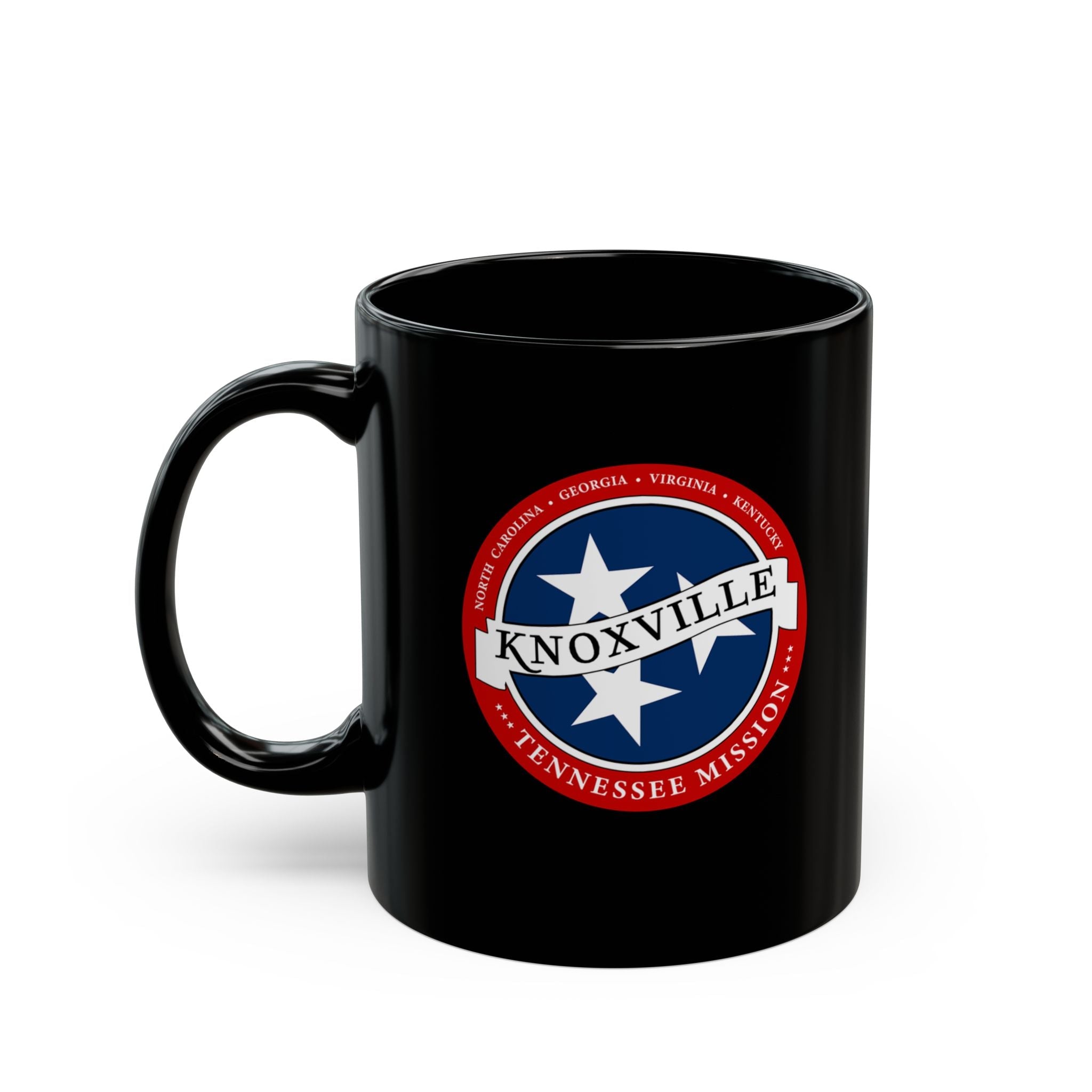 Tennessee Knoxville Mission State Flag Logo Ceramic Mug Black Name - Latter-Day Saint LDS Missionary Gift - Book of Mormon
