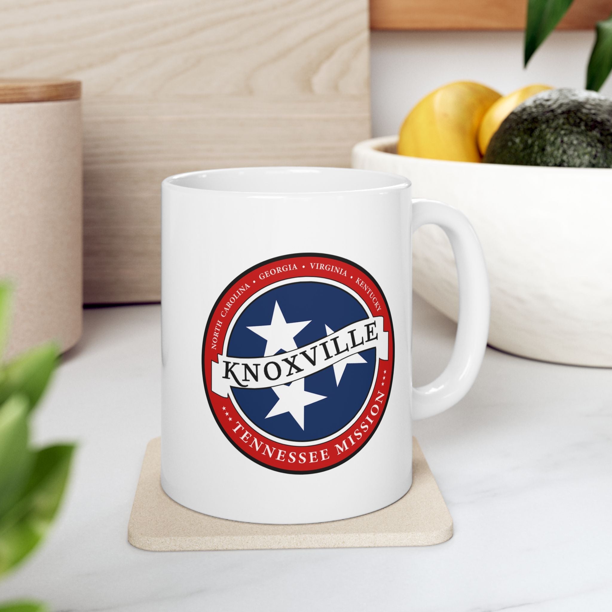 Tennessee Knoxville Mission State Flag Logo Ceramic Mug White - Latter-Day Saint LDS Missionary Gift - Book of Mormon