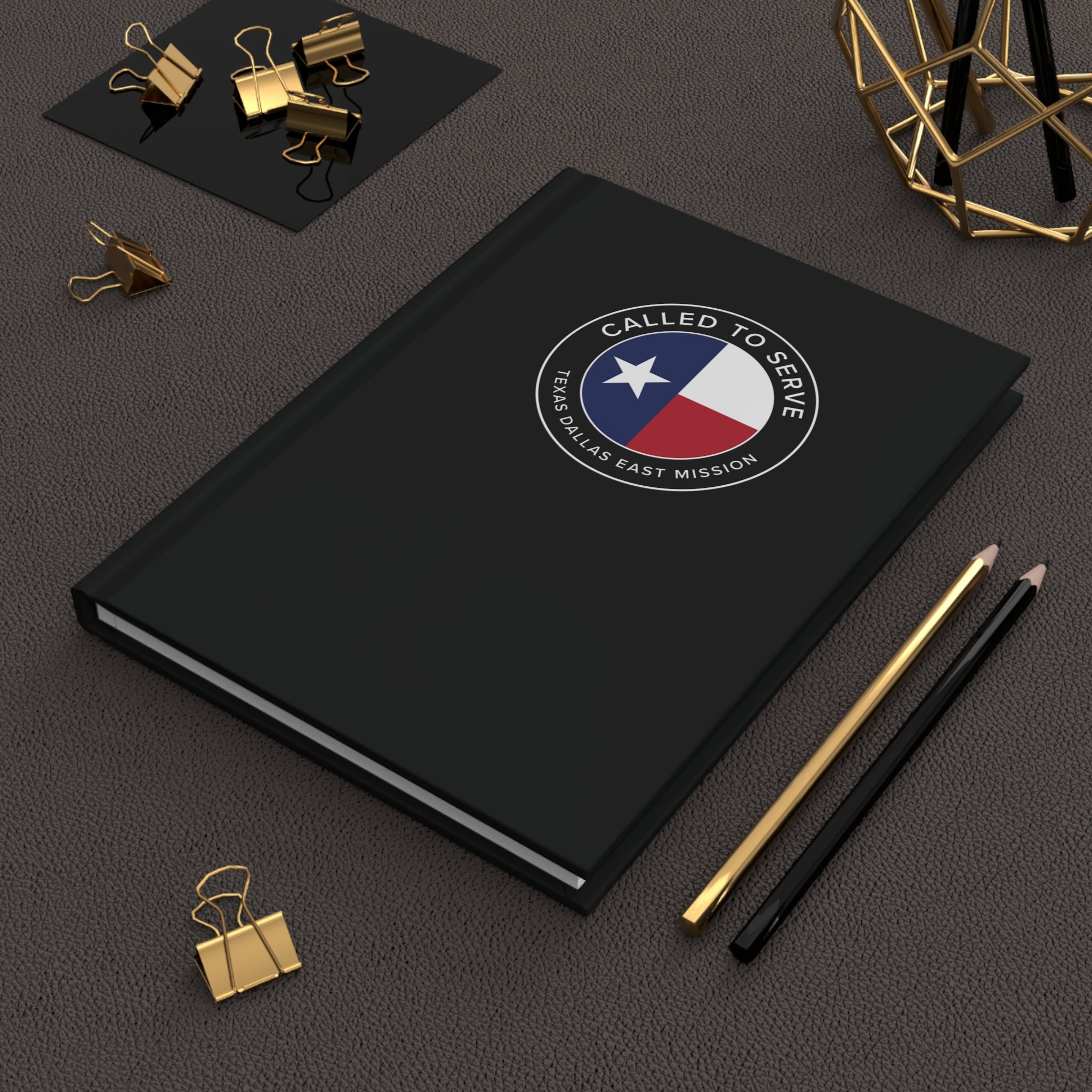 Texas Dallas East Mission Circle Flag Called to Serve Black Hardcover Journal Matte - Mission Wishlist - LDS Missionary Gift Store