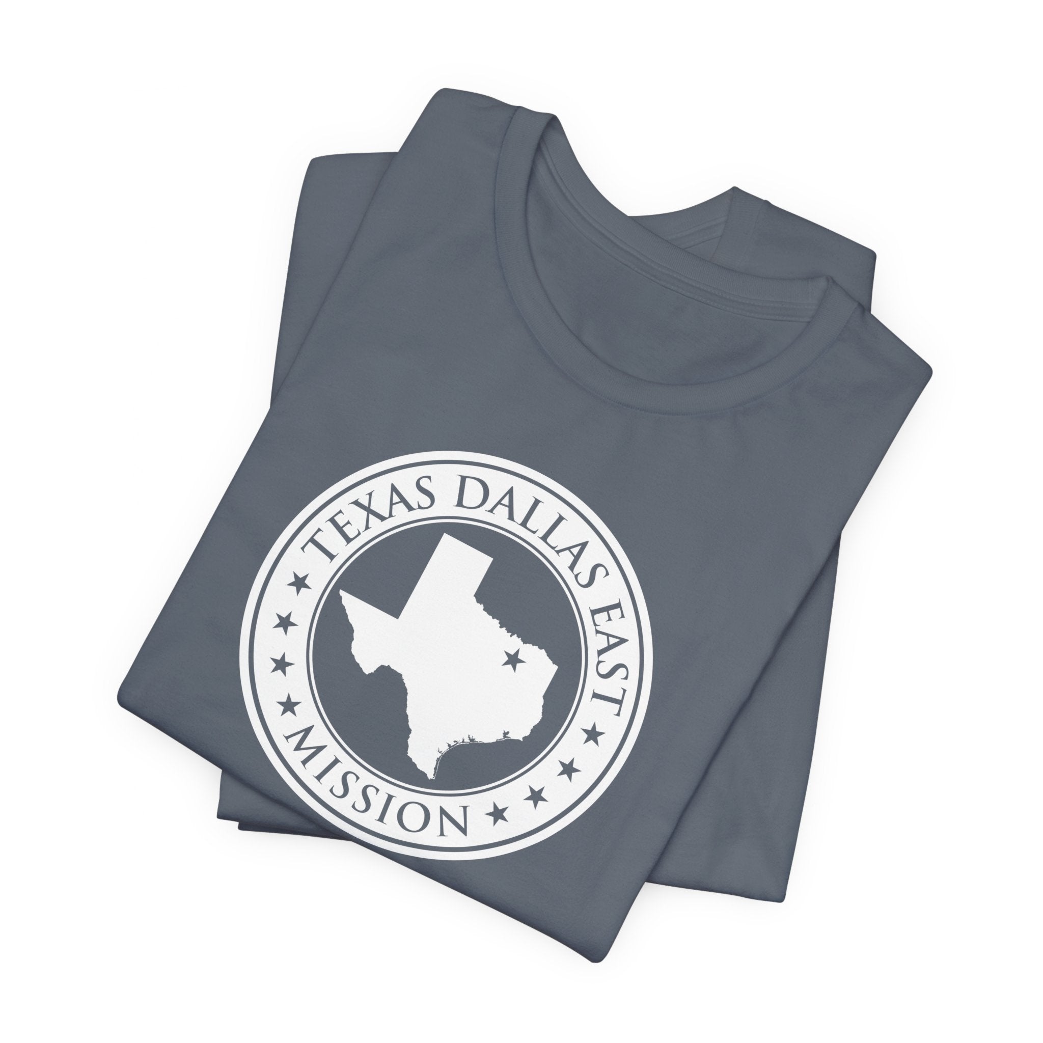 Texas Dallas East Mission Circular Monochrome Logo T-Shirt - Mission Wishlist - LDS Missionary Gift Store