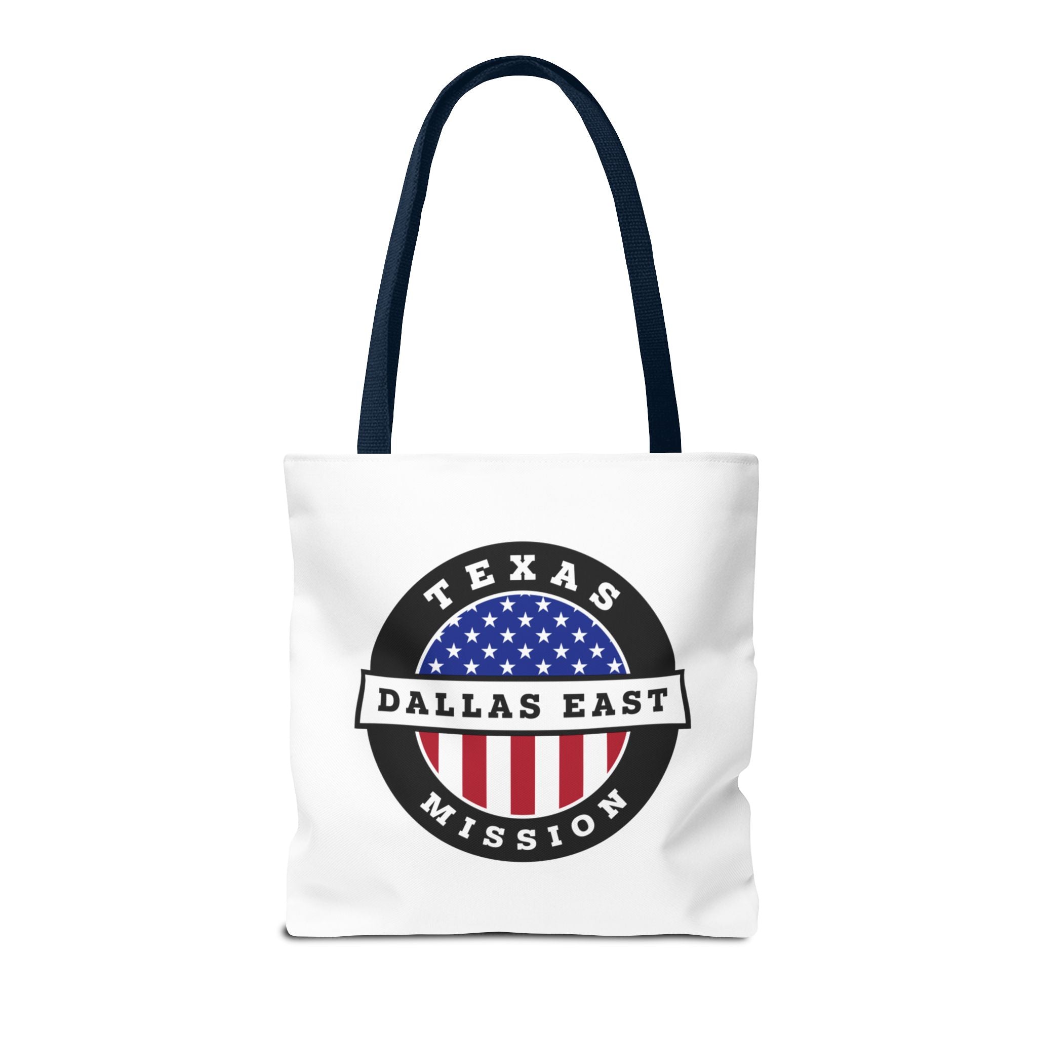 Texas Dallas East Mission USA Flag Logo Tote Bag White - Mission Wishlist - LDS Missionary Gift Store