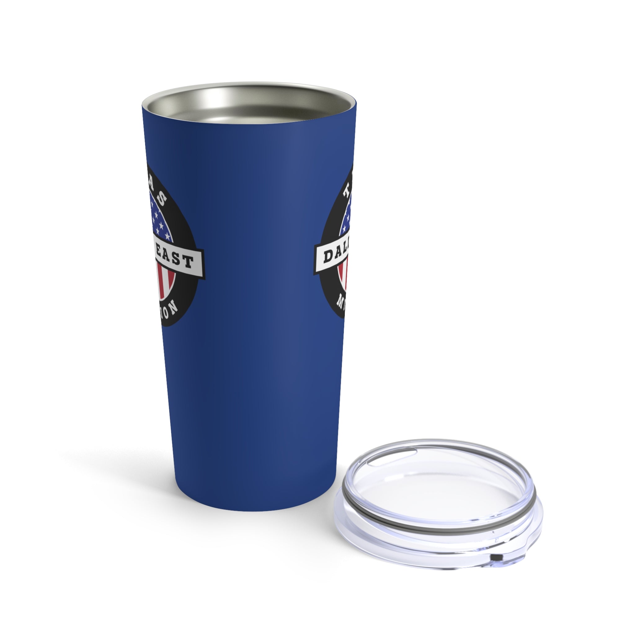 Texas Dallas East Mission USA Flag Logo Tumbler 20oz Blue - Mission Wishlist - LDS Missionary Gift Store