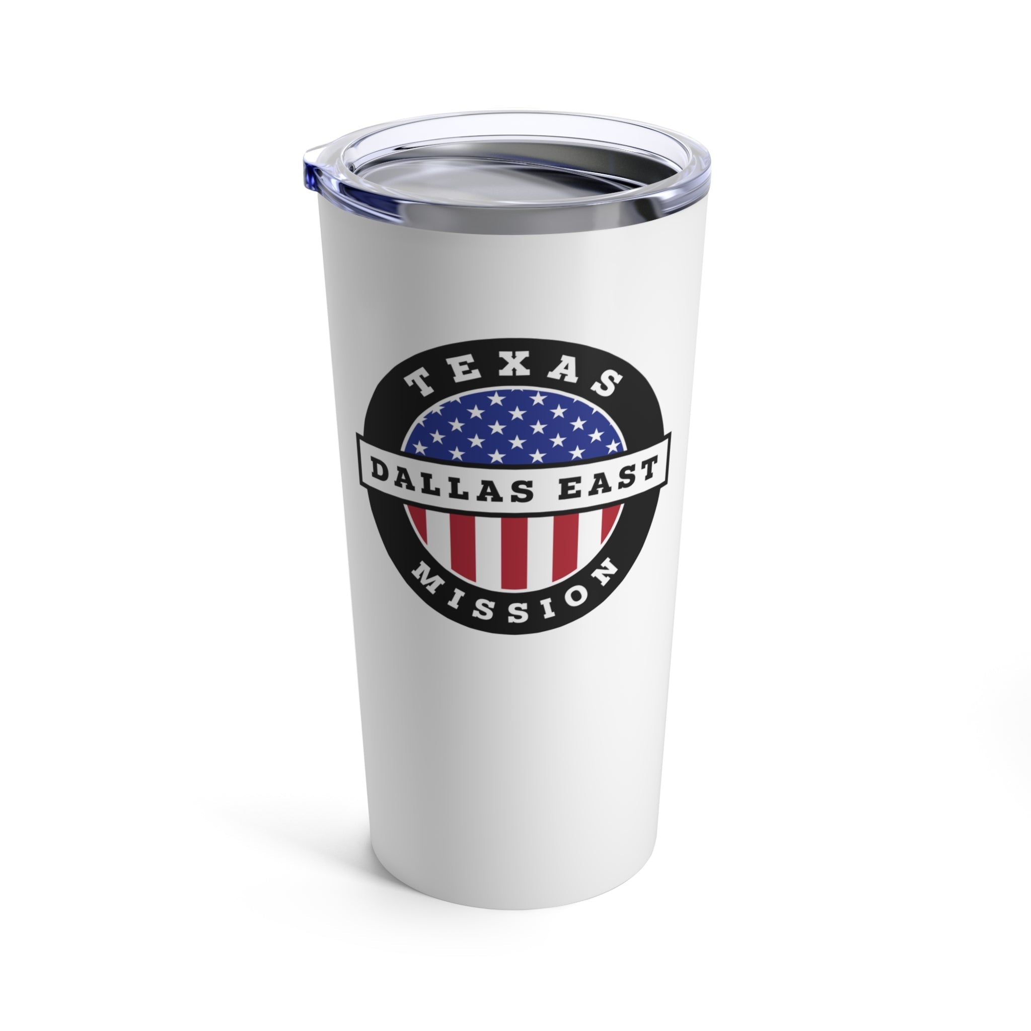 Texas Dallas East Mission USA Flag Logo Tumbler 20oz White - Mission Wishlist - LDS Missionary Gift Store