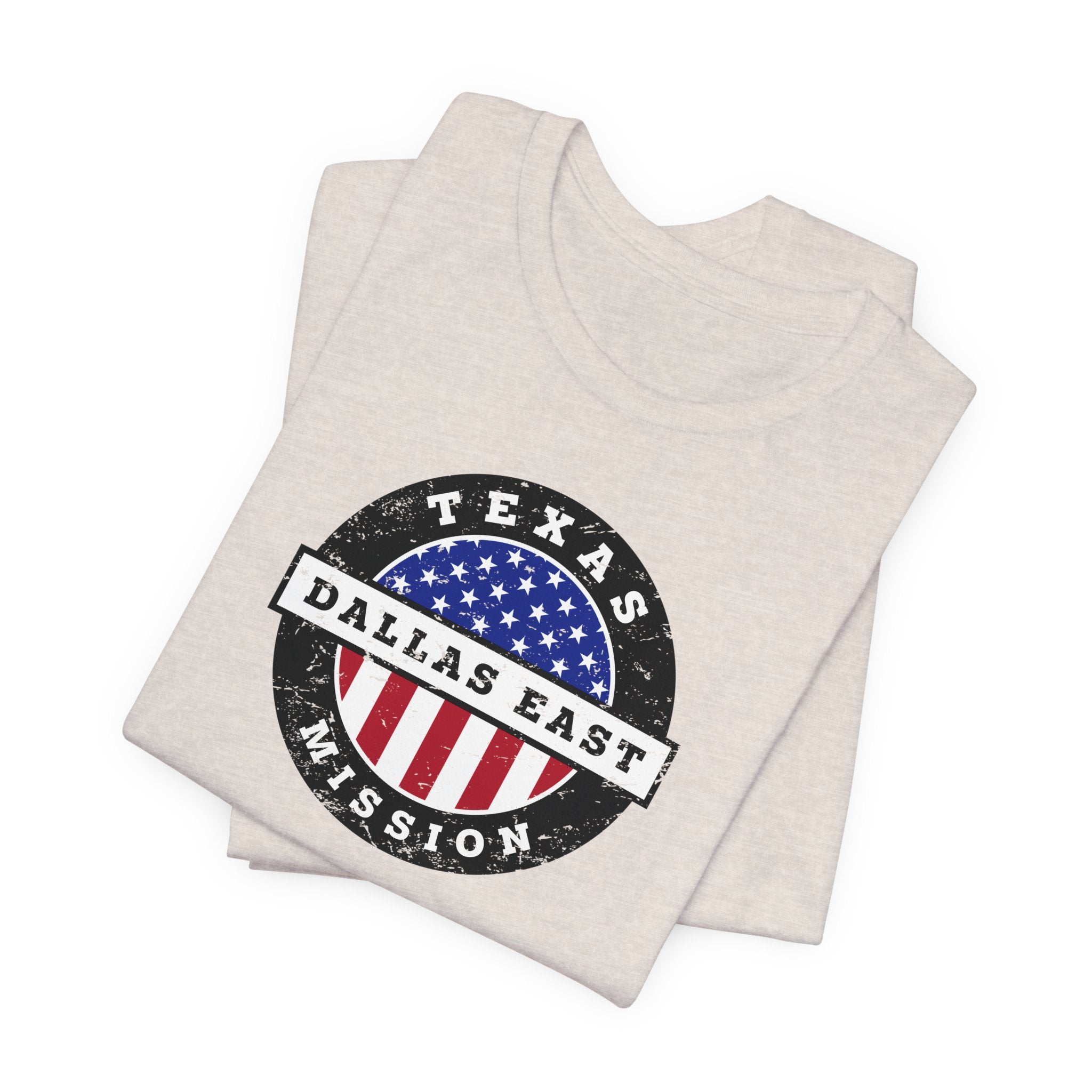 Texas Dallas East Mission Vintage Circular USA Flag T-Shirt - Mission Wishlist - LDS Missionary Gift Store