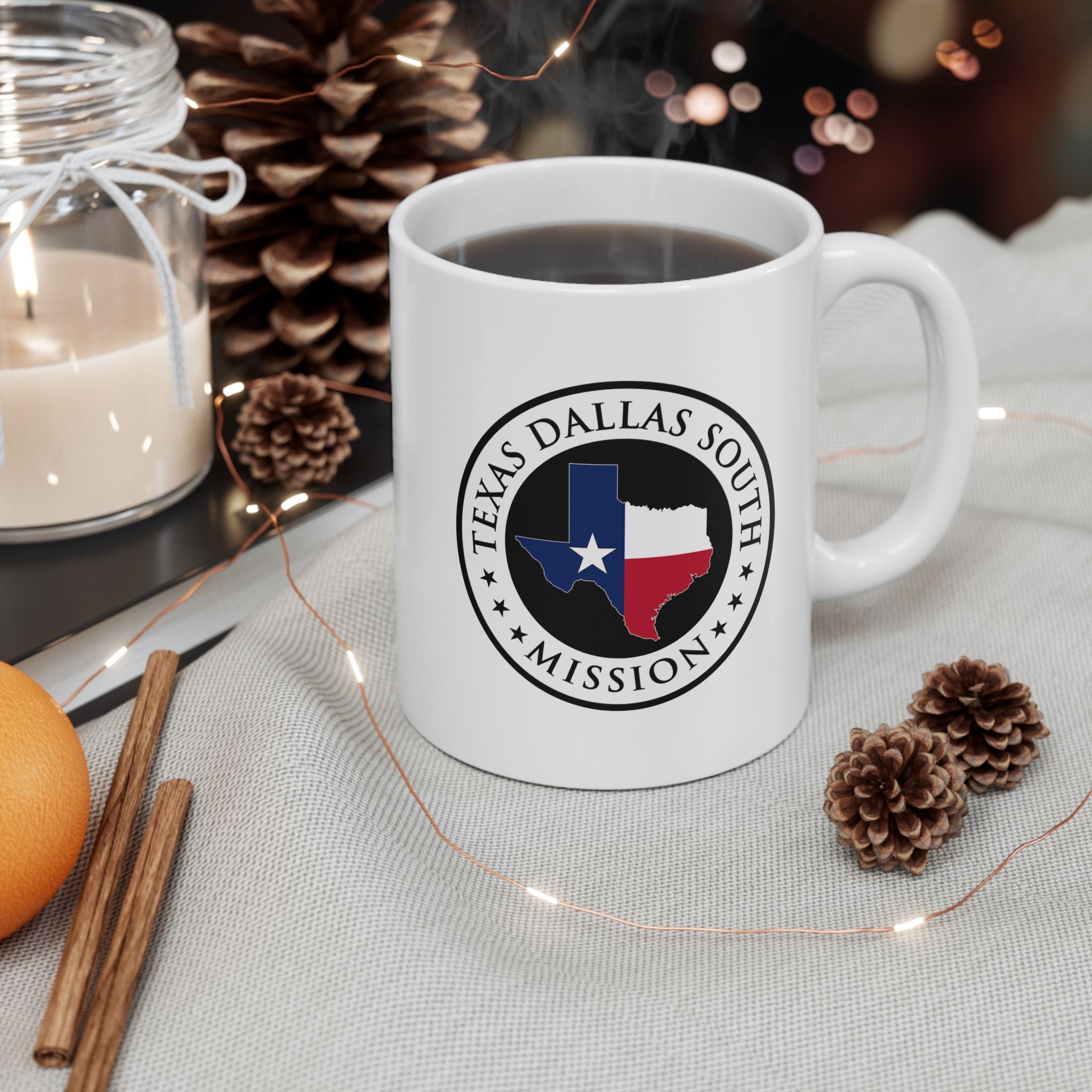 Texas Dallas South Mission State Flag Logo Ceramic Mug White - Latter-Day Saint LDS Missionary Gift - Book of Mormon