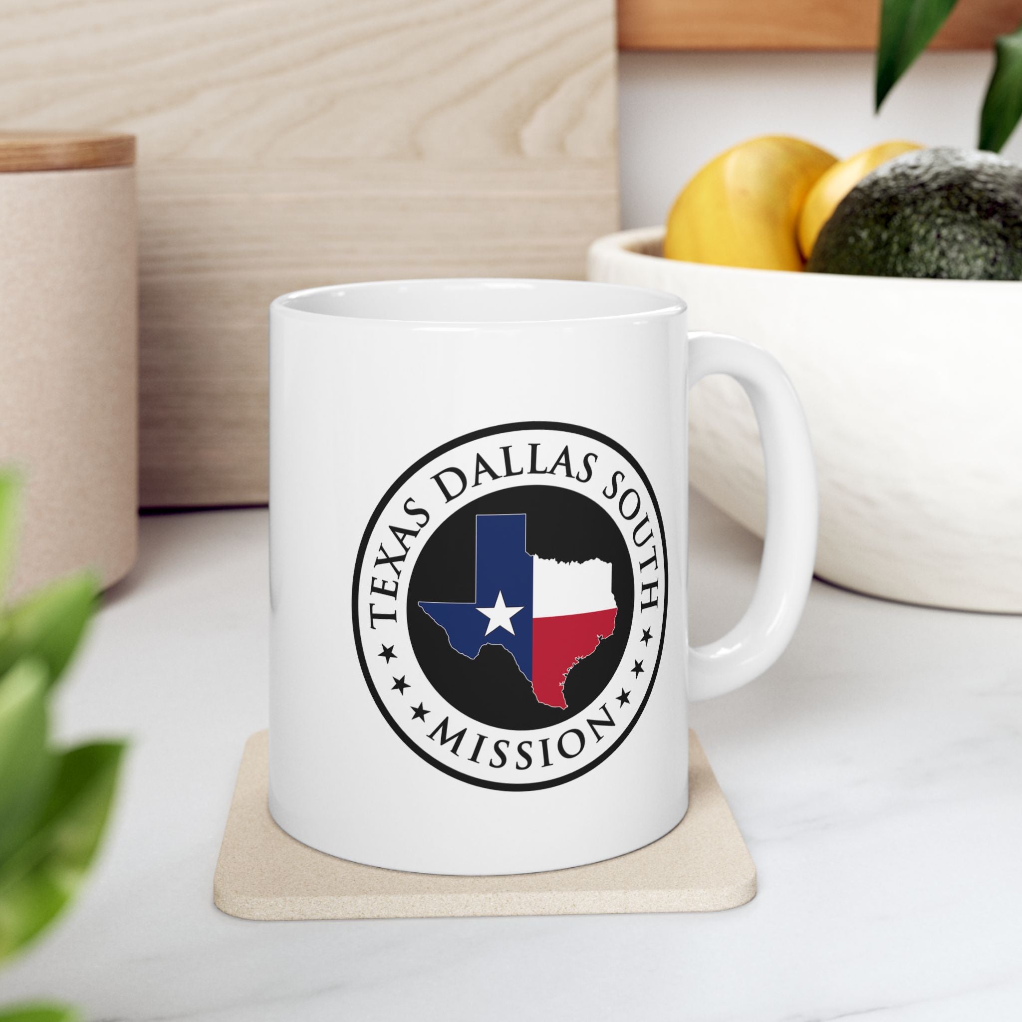 Texas Dallas South Mission State Flag Logo Ceramic Mug White - Latter-Day Saint LDS Missionary Gift - Book of Mormon