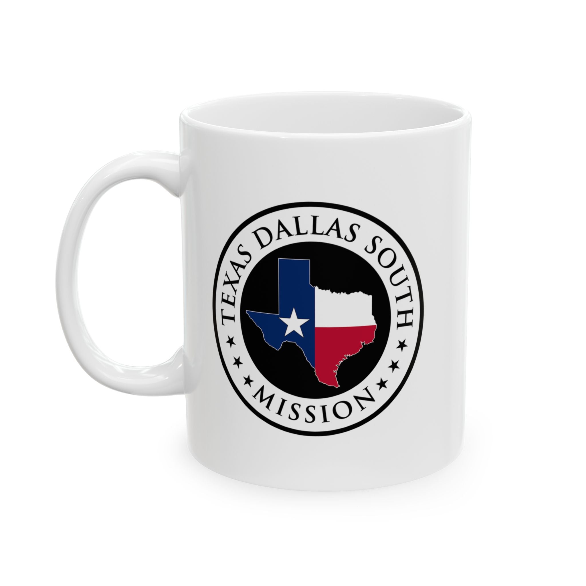 Texas Dallas South Mission State Flag Logo Ceramic Mug White - Latter-Day Saint LDS Missionary Gift - Book of Mormon