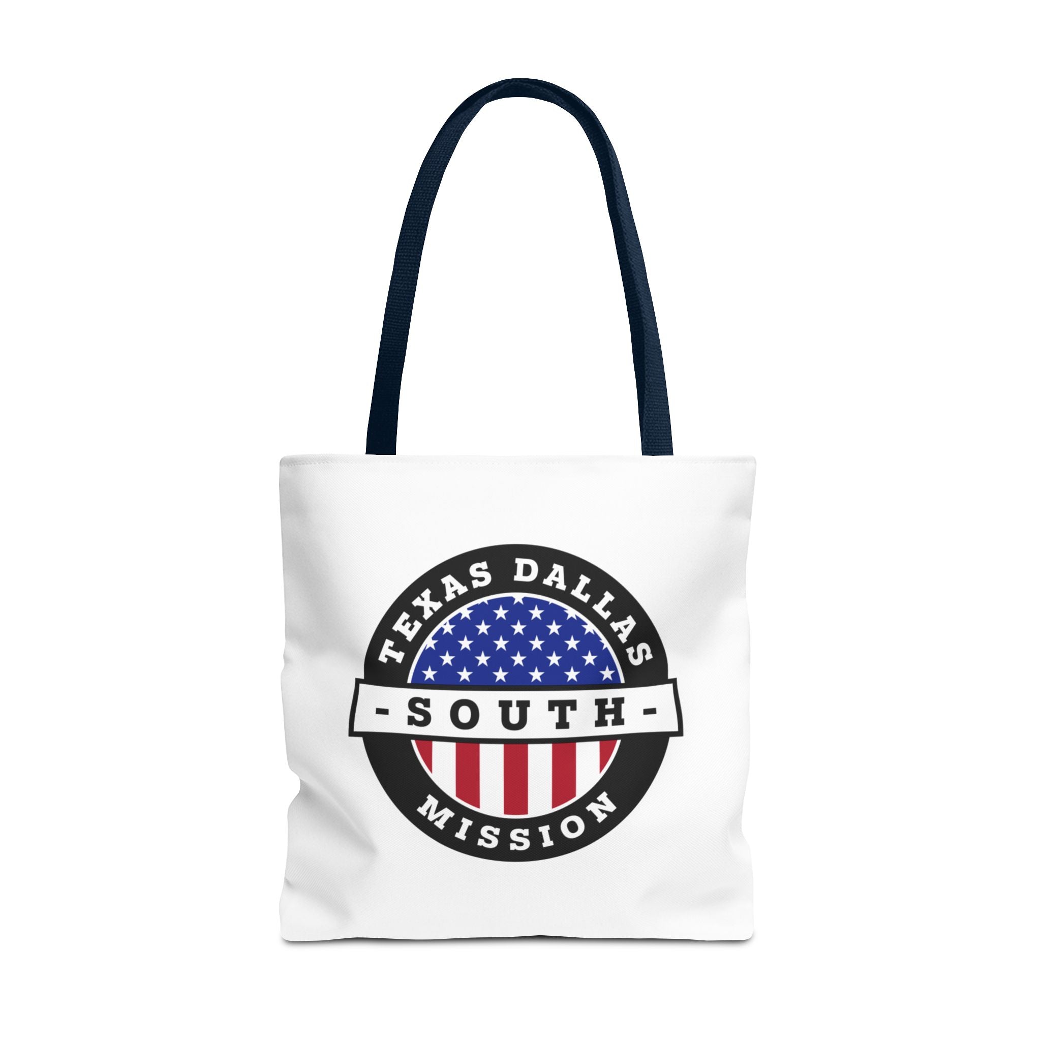 Texas Dallas South Mission USA Flag Logo Tote Bag White - Latter-Day Saint LDS Missionary Gift - Book of Mormon