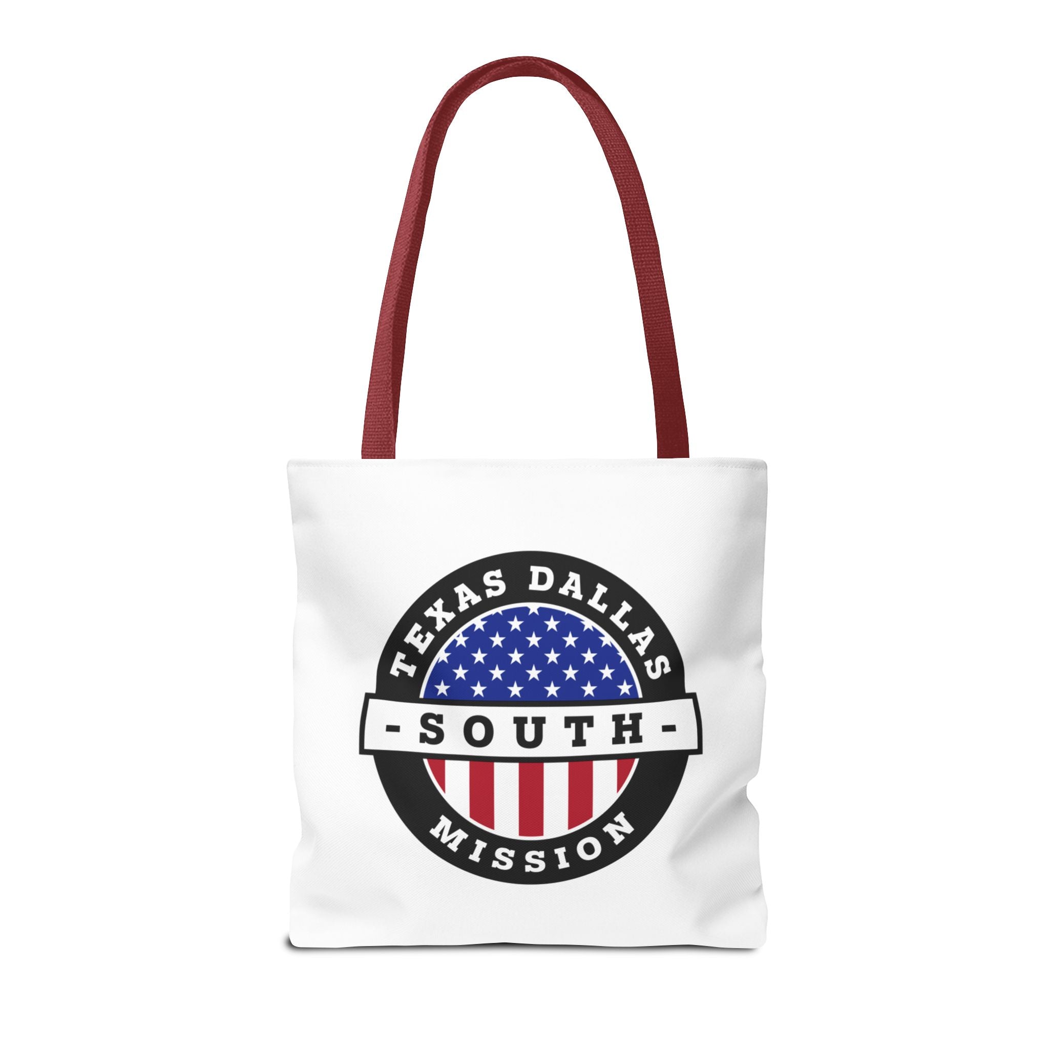 Texas Dallas South Mission USA Flag Logo Tote Bag White - Latter-Day Saint LDS Missionary Gift - Book of Mormon
