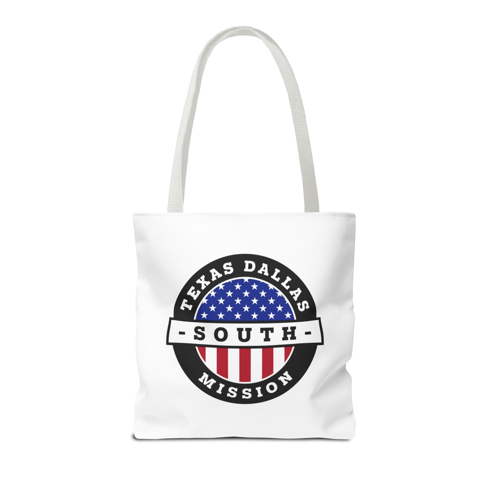 Texas Dallas South Mission USA Flag Logo Tote Bag White - Latter-Day Saint LDS Missionary Gift - Book of Mormon