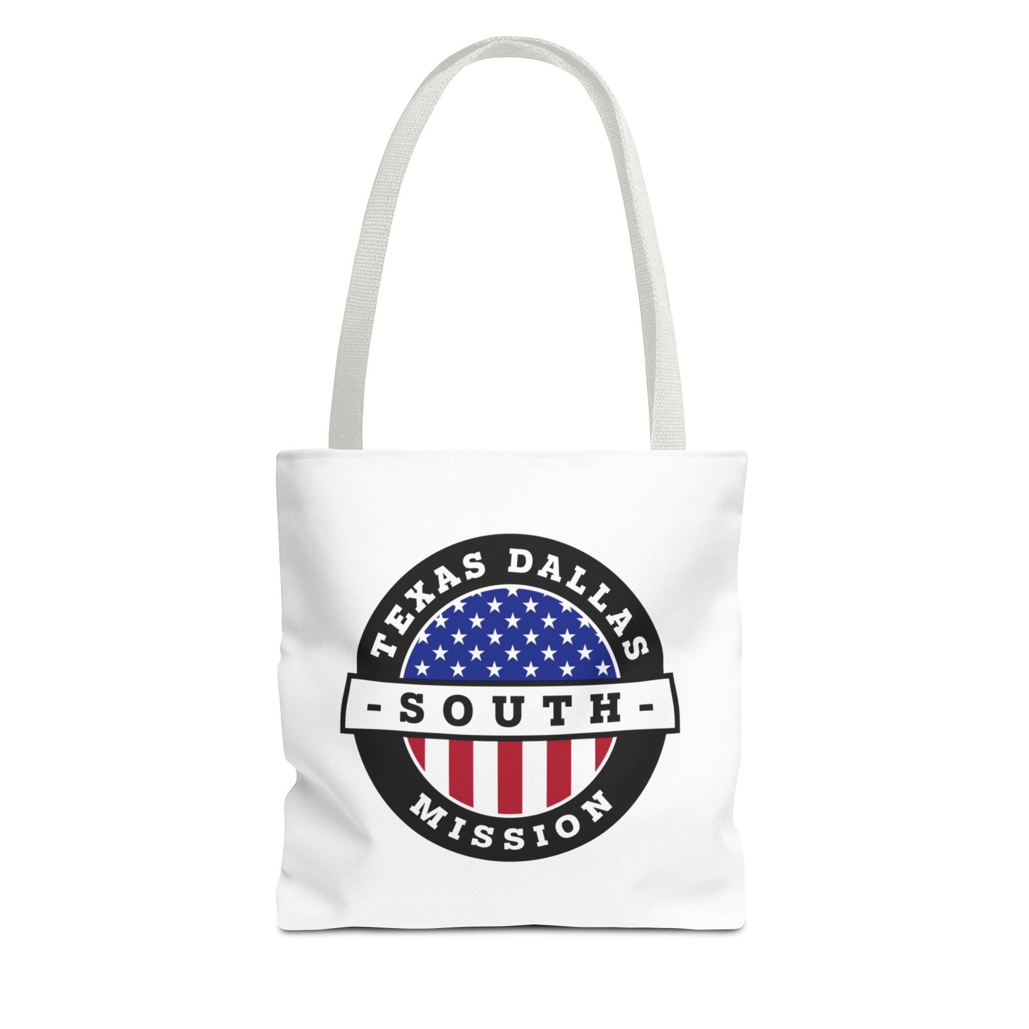 Texas Dallas South Mission USA Flag Logo Tote Bag White - Latter-Day Saint LDS Missionary Gift - Book of Mormon
