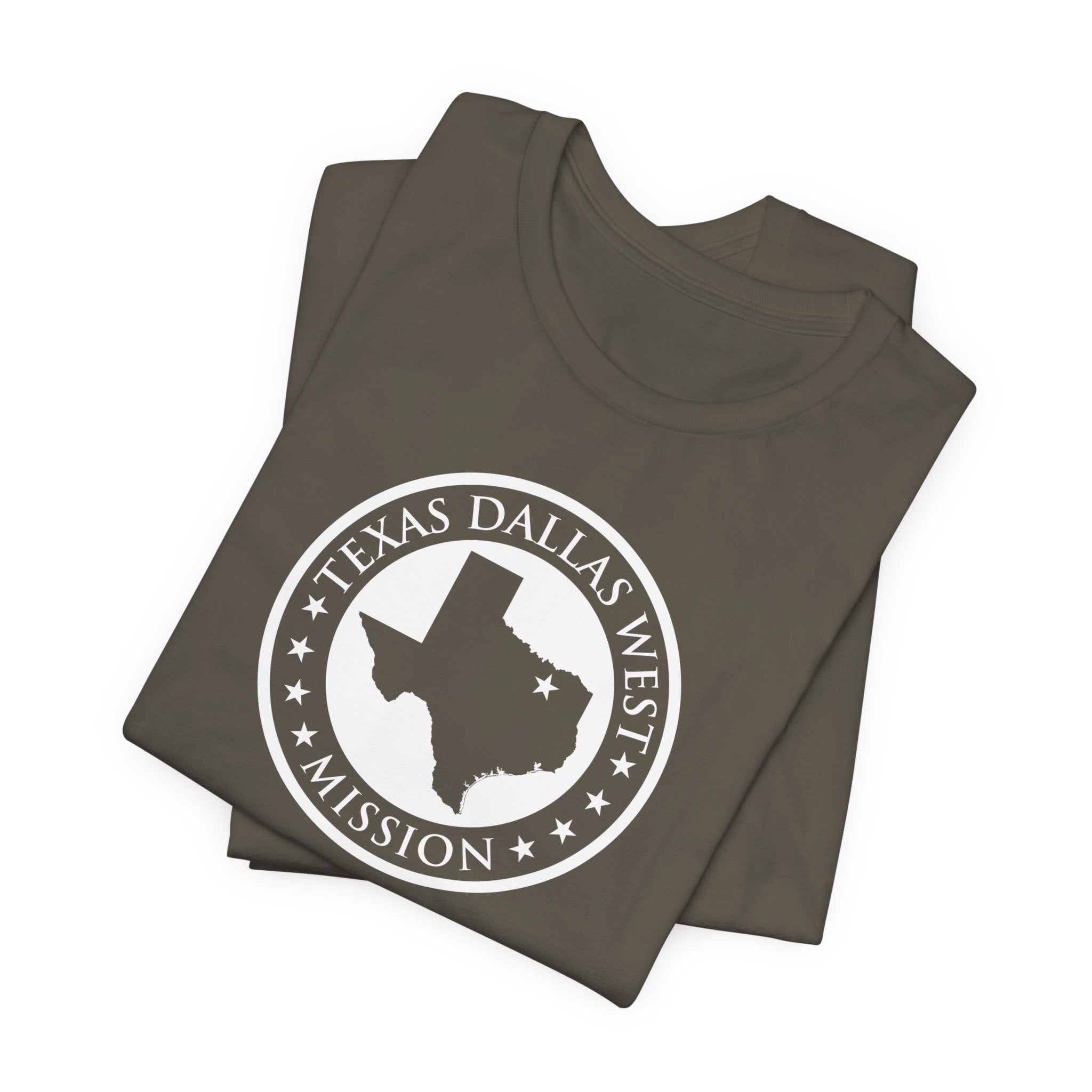 Texas Dallas West Mission Circular Monochrome Logo T-Shirt - Mission Wishlist - LDS Missionary Gift Store
