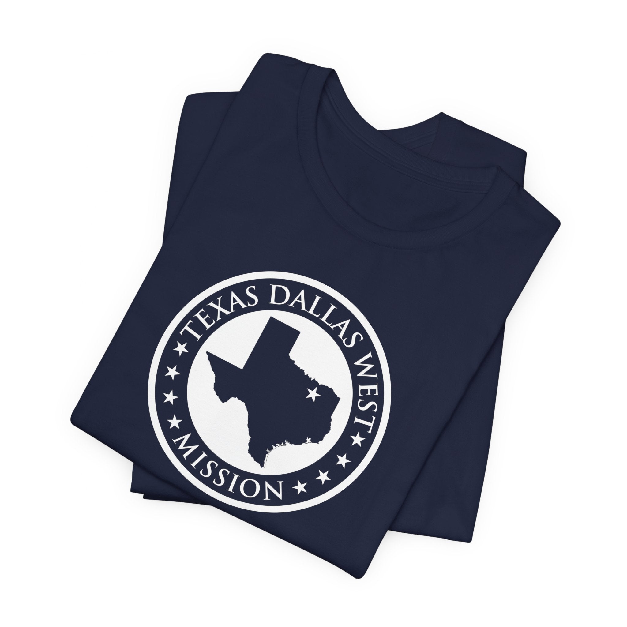 Texas Dallas West Mission Circular Monochrome Logo T-Shirt - Mission Wishlist - LDS Missionary Gift Store