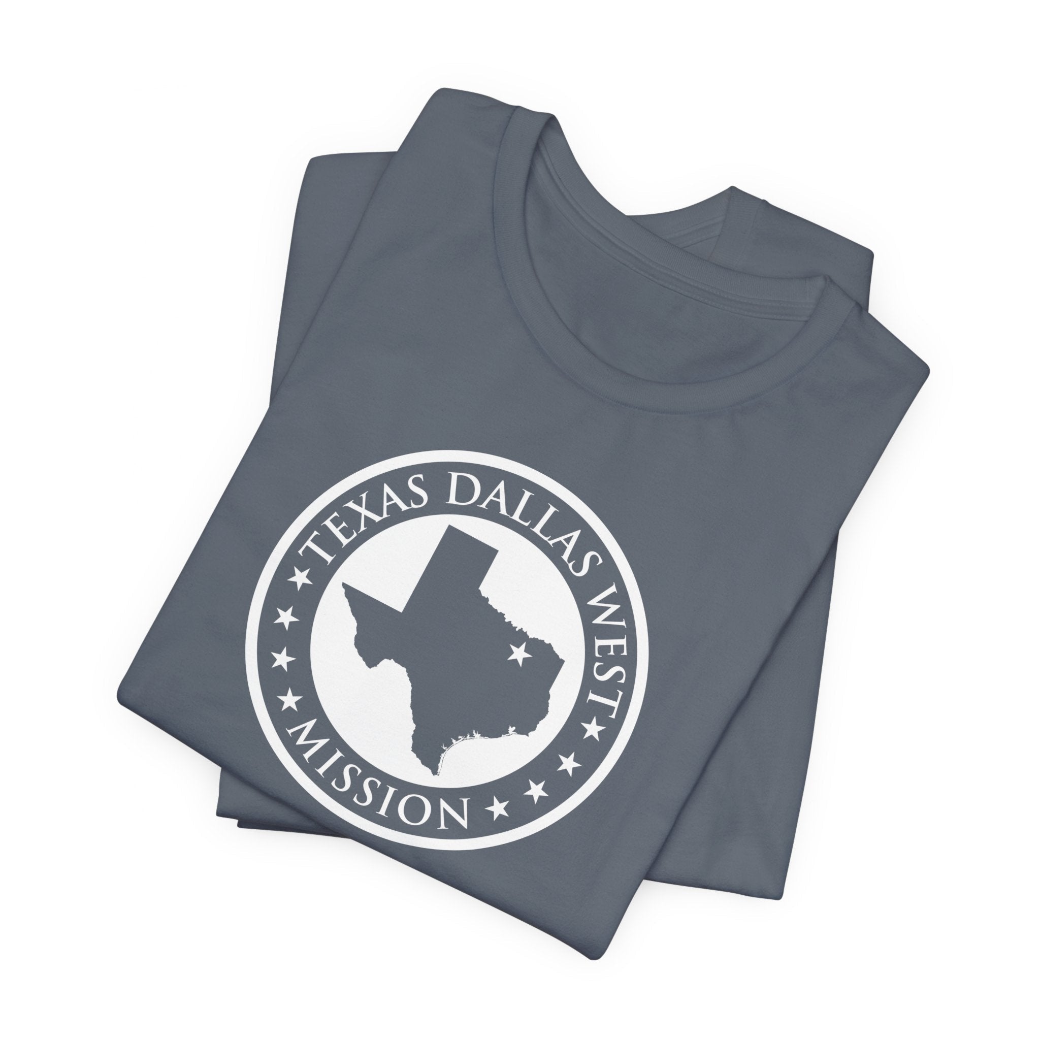 Texas Dallas West Mission Circular Monochrome Logo T-Shirt - Mission Wishlist - LDS Missionary Gift Store