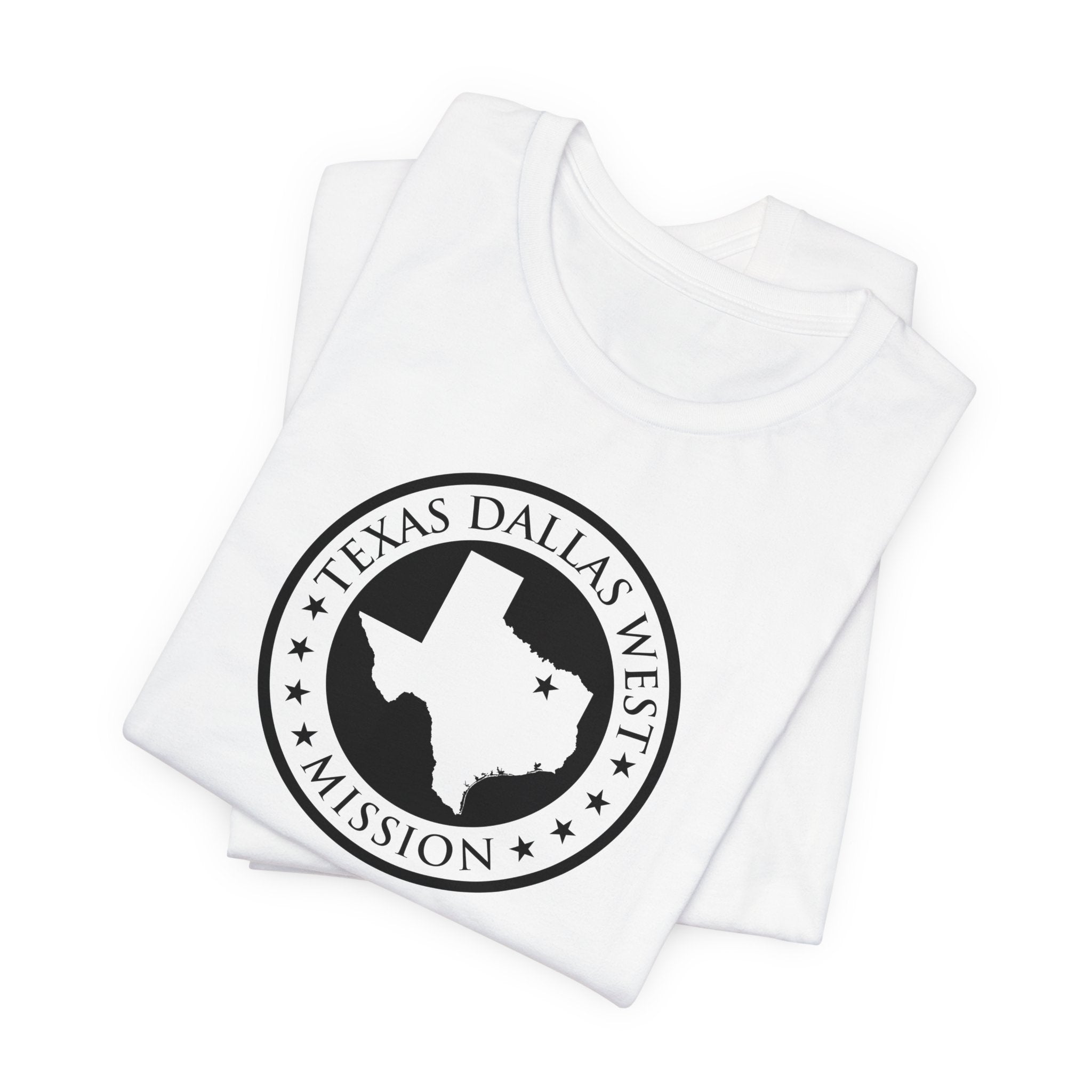 Texas Dallas West Mission Circular Monochrome Logo T-Shirt - Mission Wishlist - LDS Missionary Gift Store