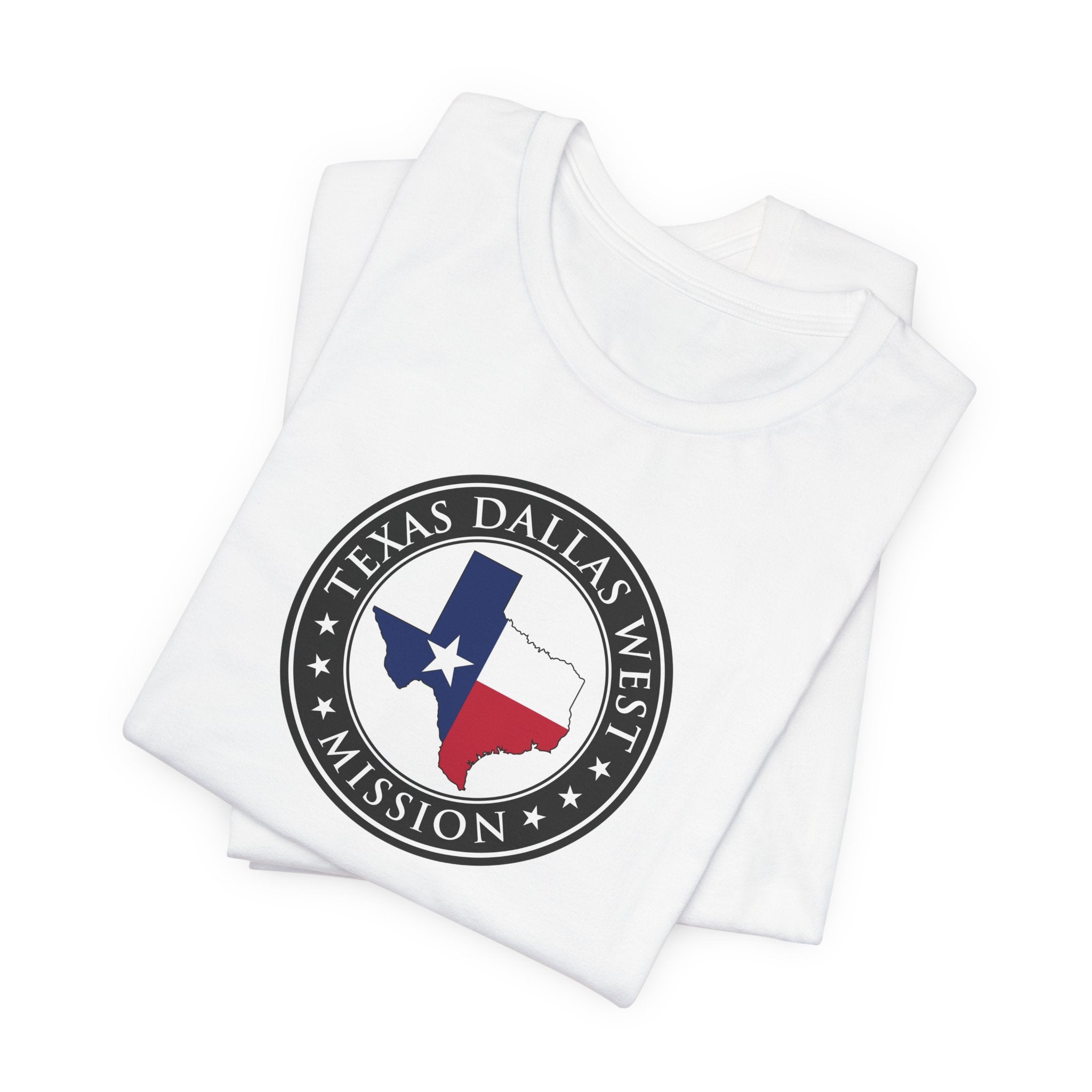 Texas Dallas West Mission State Flag Logo (Black Border) T-shirt - Mission Wishlist - LDS Missionary Gift Store