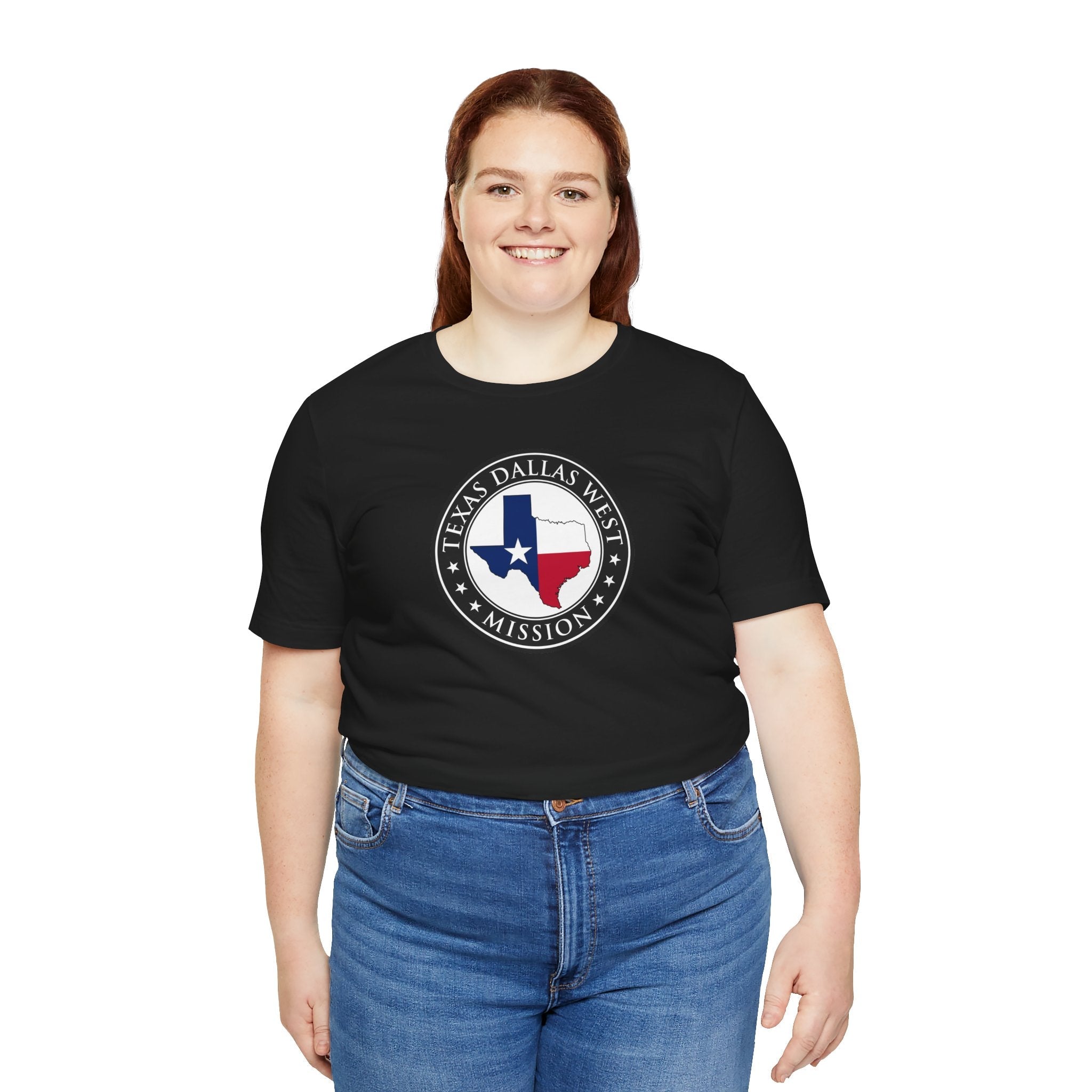 Texas Dallas West Mission State Flag Logo (Black Border) T-shirt - Mission Wishlist - LDS Missionary Gift Store