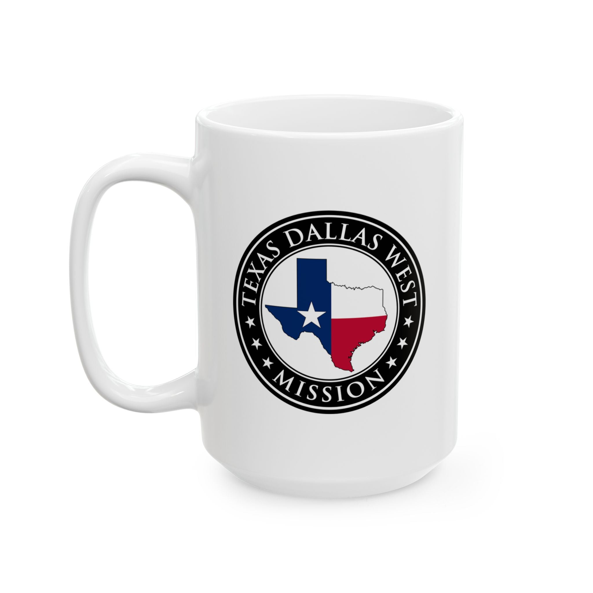 Texas Dallas West Mission State Flag Logo Ceramic Mug White - Mission Wishlist - LDS Missionary Gift Store