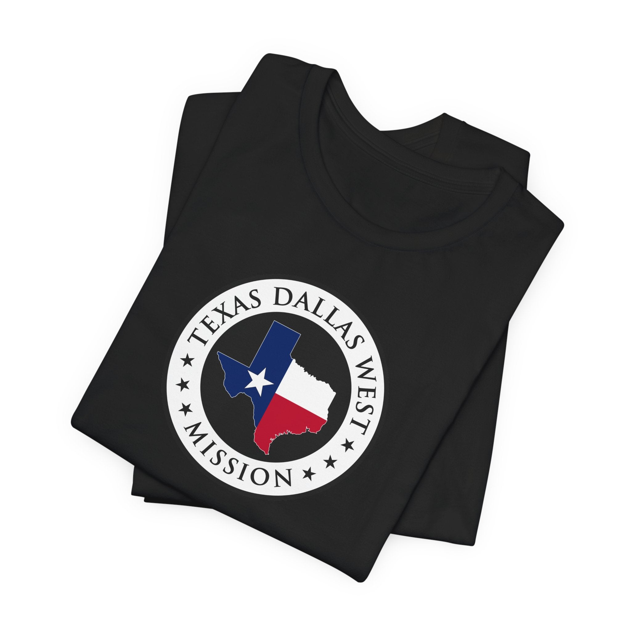 Texas Dallas West Mission State Flag Logo (White Border) T-shirt - Mission Wishlist - LDS Missionary Gift Store