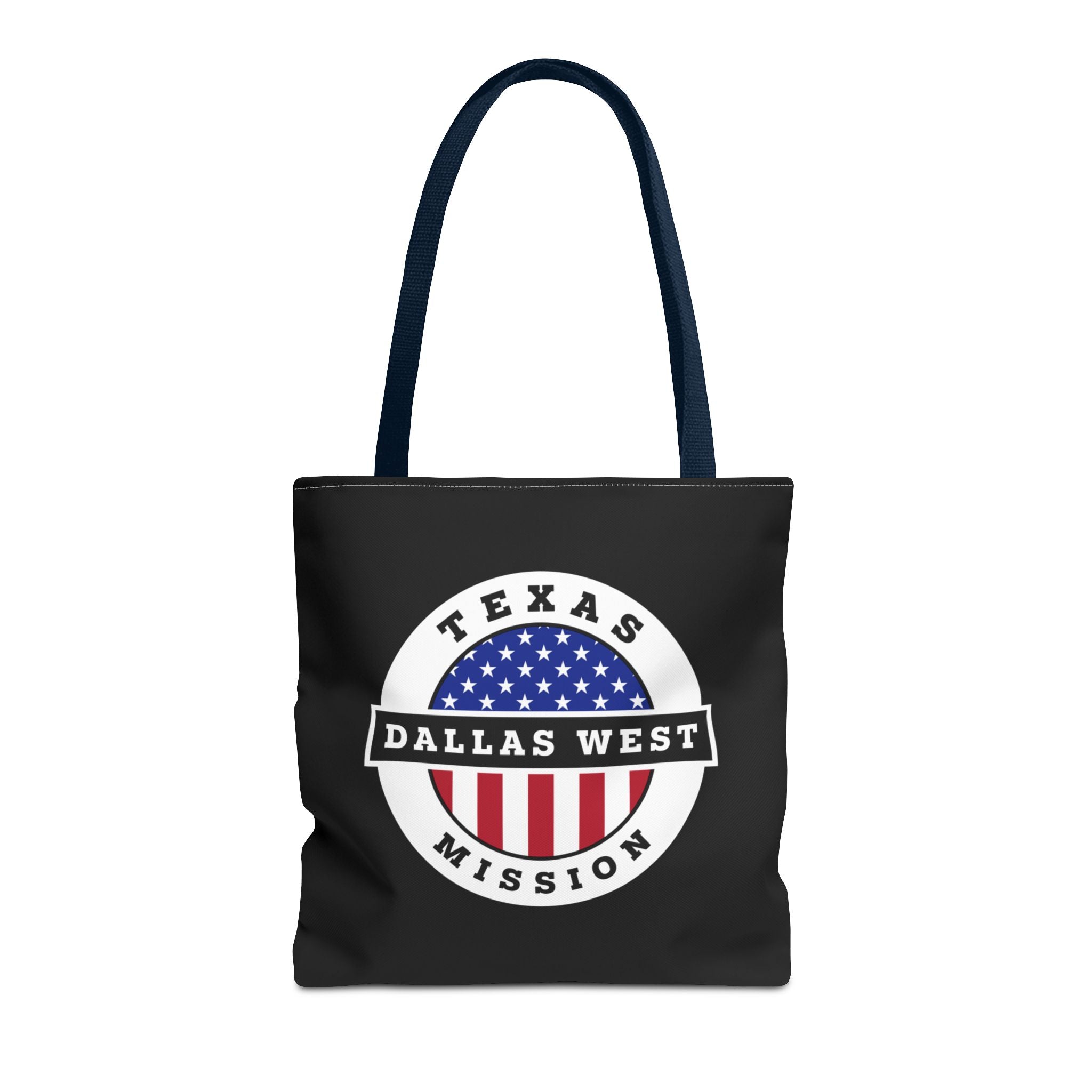Texas Dallas West Mission USA Flag Logo Tote Bag Black - Mission Wishlist - LDS Missionary Gift Store