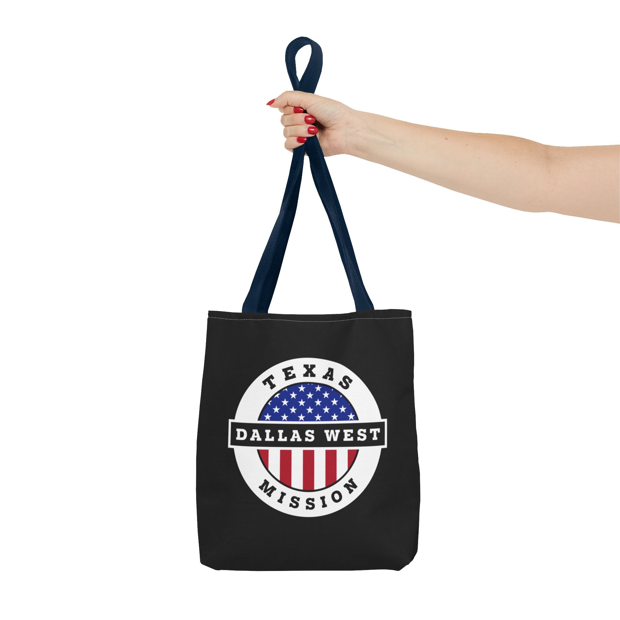 Texas Dallas West Mission USA Flag Logo Tote Bag Black - Mission Wishlist - LDS Missionary Gift Store