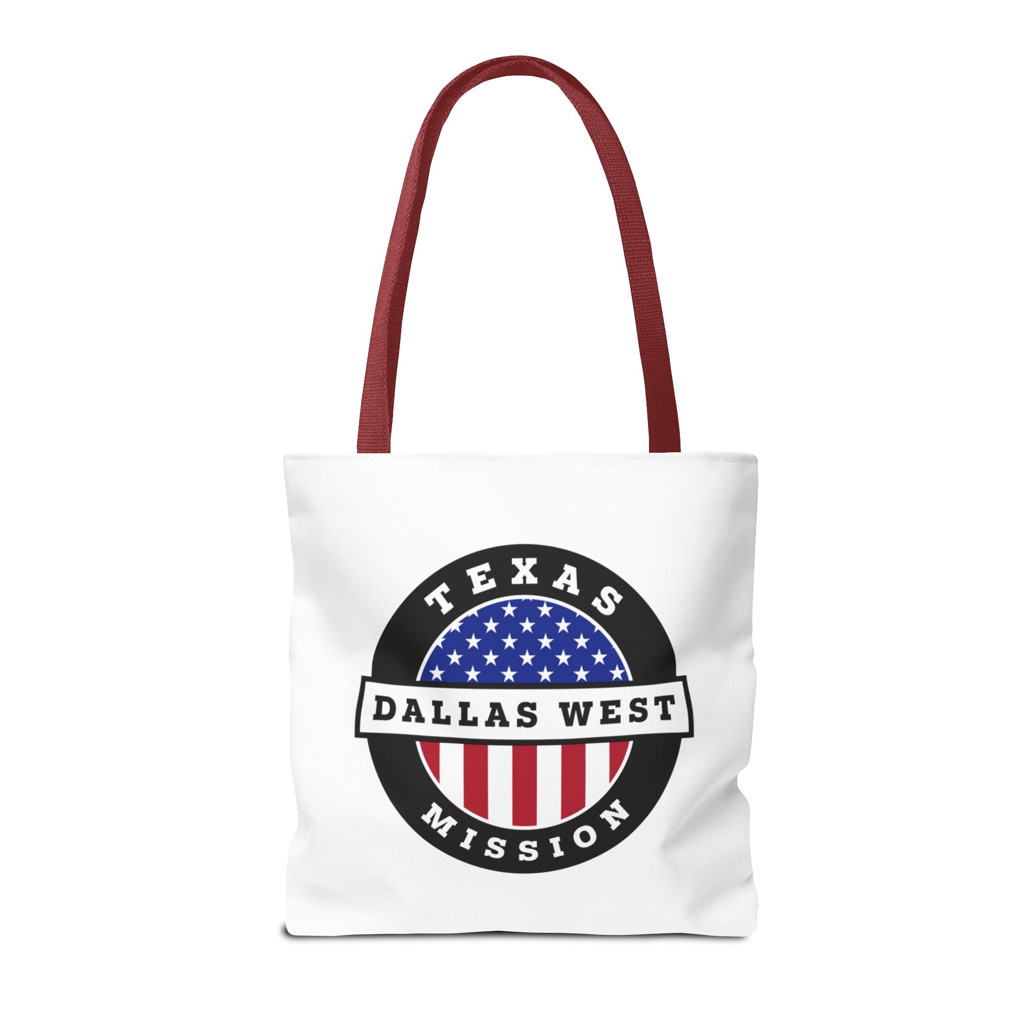 Texas Dallas West Mission USA Flag Logo Tote Bag White - Mission Wishlist - LDS Missionary Gift Store