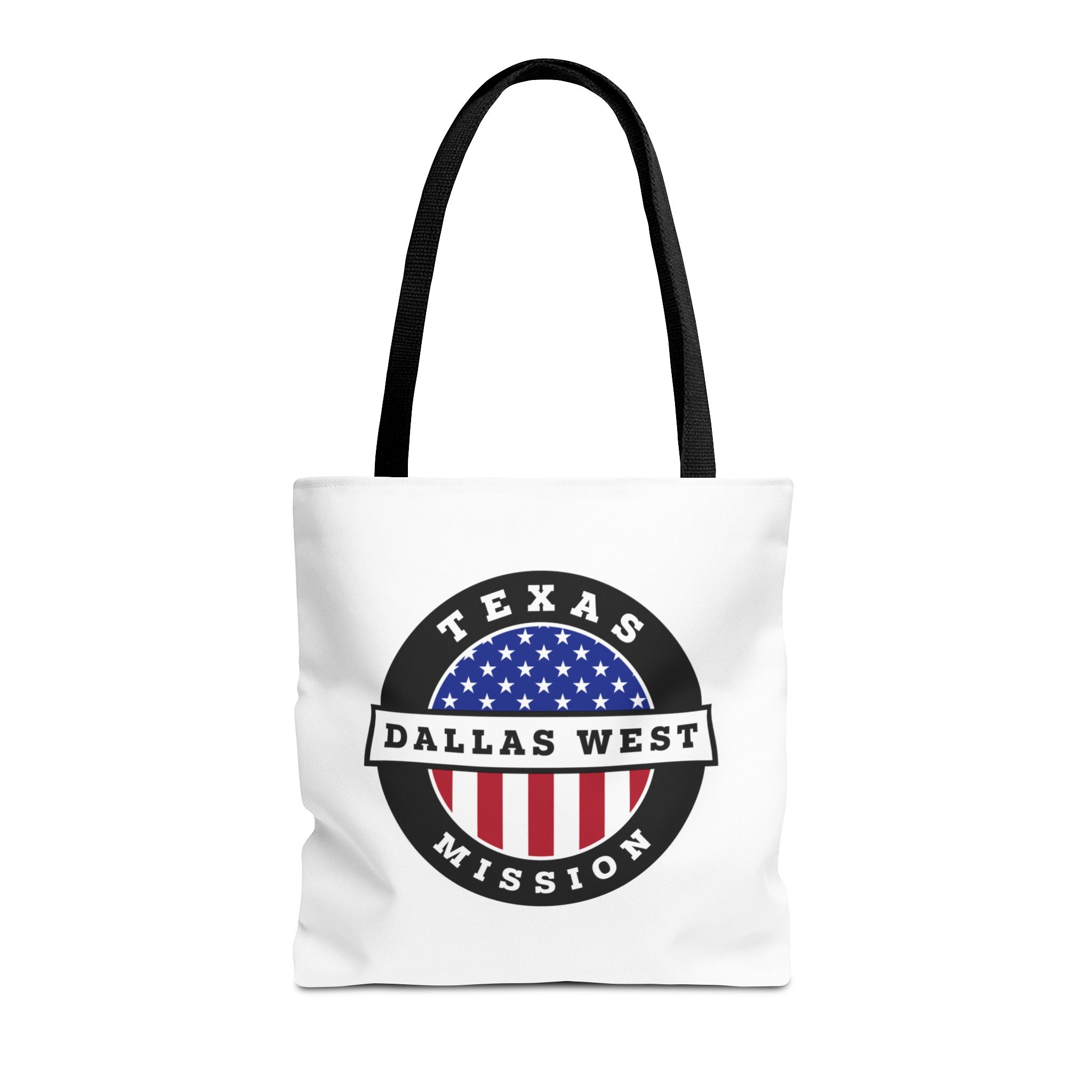 Texas Dallas West Mission USA Flag Logo Tote Bag White - Mission Wishlist - LDS Missionary Gift Store
