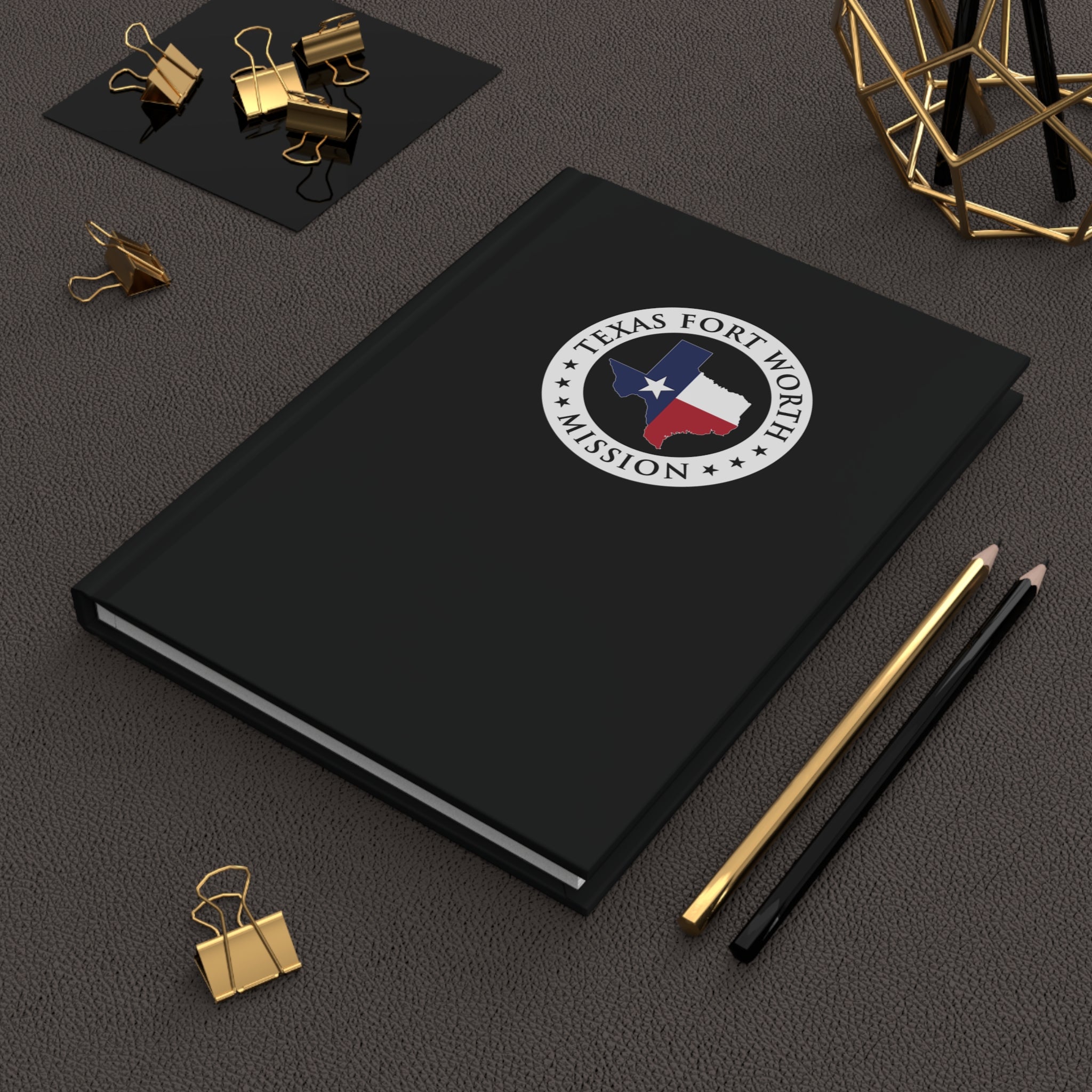 Texas Fort Worth Mission Logo Design Black Hardcover Journal Matte - Latter-Day Saint LDS Missionary Gift - Book of Mormon