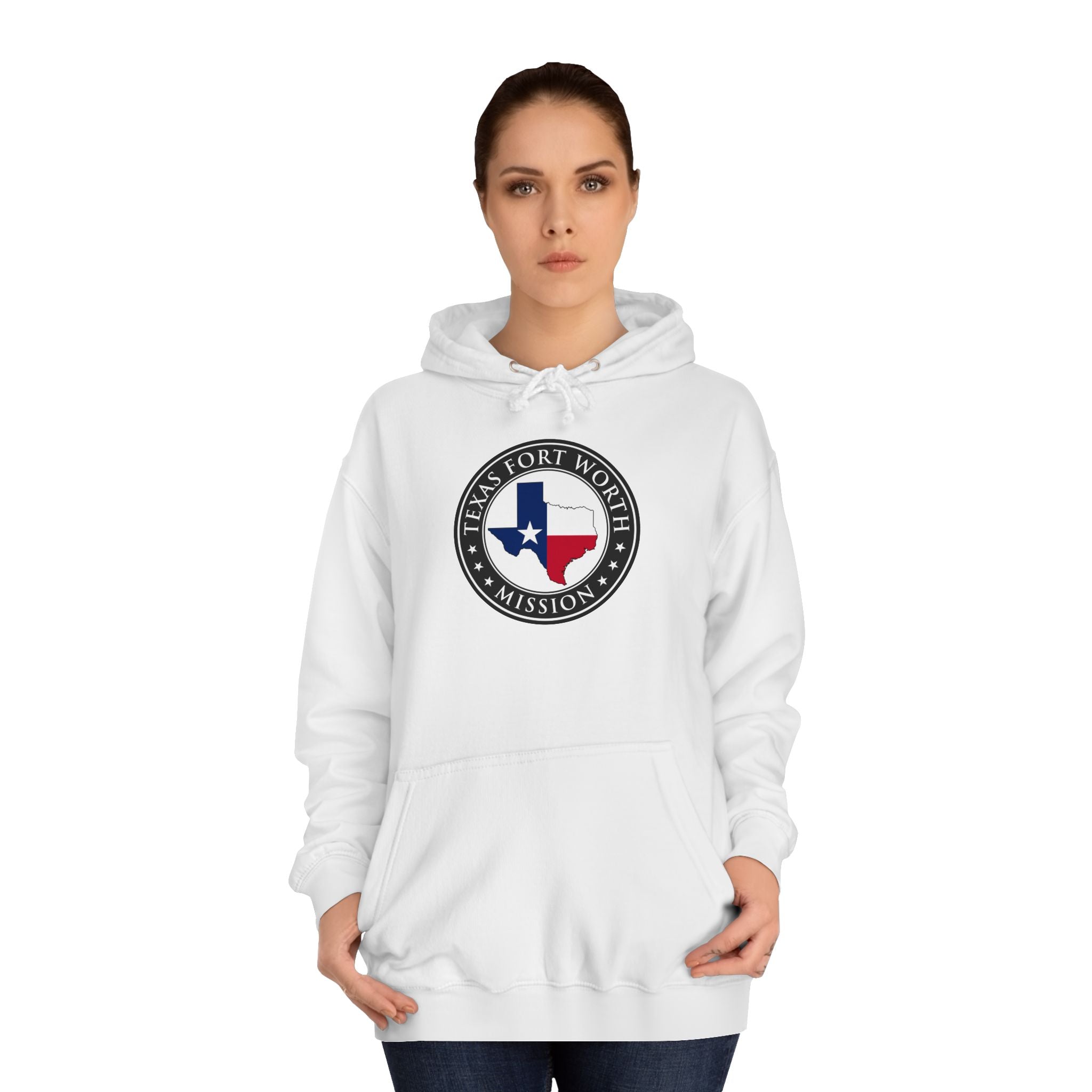 Texas Fort Worth Mission State Flag Logo (Black Border) College Hoodie - Mission Wishlist - LDS Missionary Gift Store