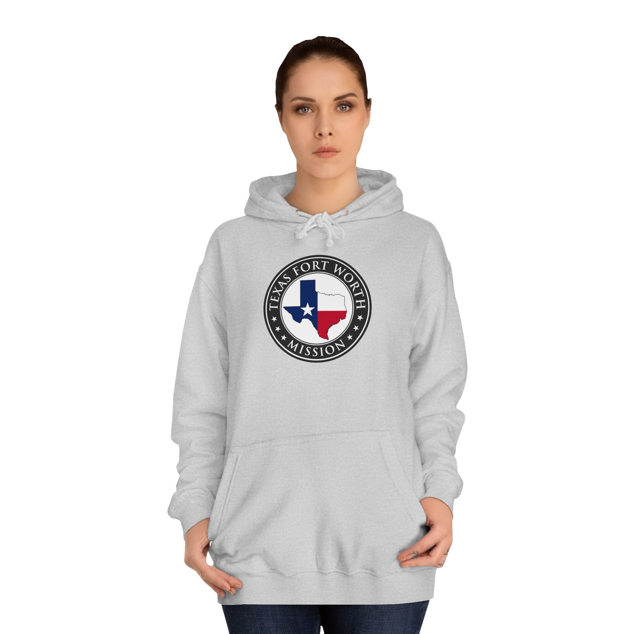 Texas Fort Worth Mission State Flag Logo (Black Border) College Hoodie - Mission Wishlist - LDS Missionary Gift Store