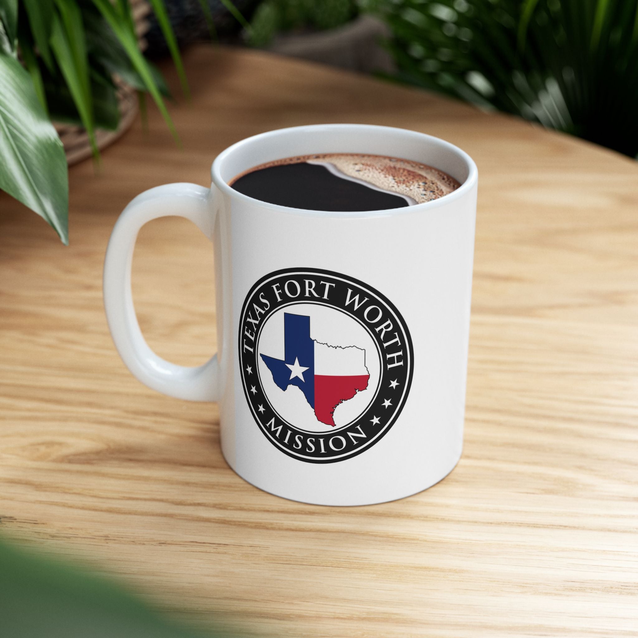 Texas Fort Worth Mission State Flag Logo Ceramic Mug White - Latter-Day Saint LDS Missionary Gift - Book of Mormon