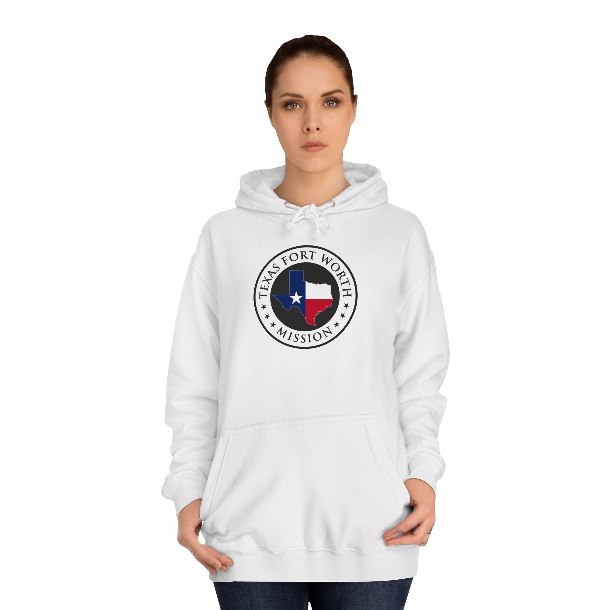 Texas Fort Worth Mission State Flag Logo (White Border) College Hoodie - Mission Wishlist - LDS Missionary Gift Store