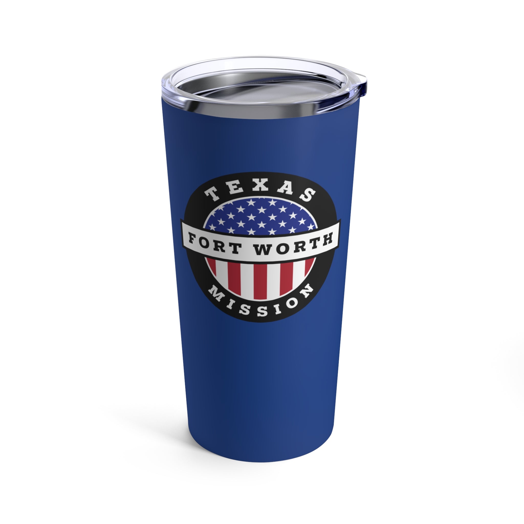 Texas Fort Worth Mission USA Flag Logo Tumbler 20oz Blue - Latter-Day Saint LDS Missionary Gift - Book of Mormon