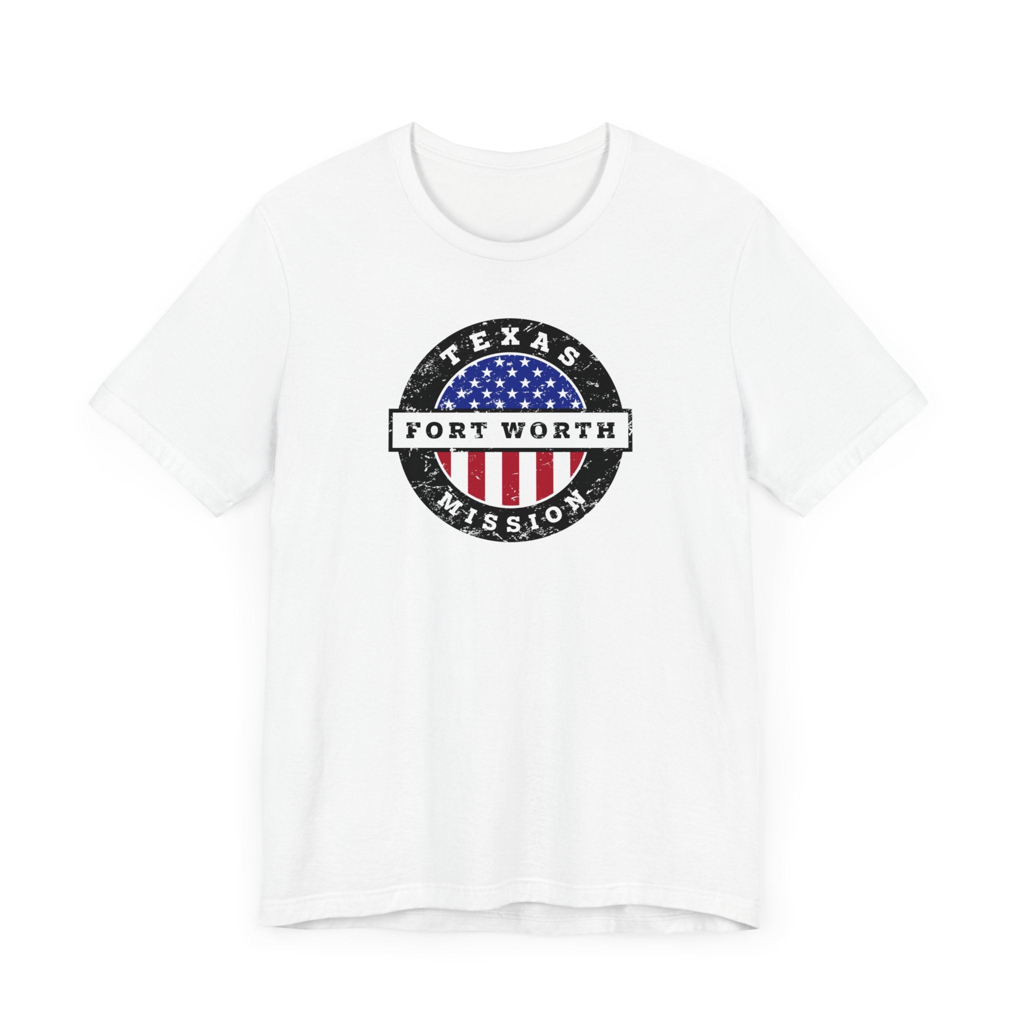 Texas Fort Worth Mission Vintage Circular USA Flag T-Shirt - Latter-Day Saint LDS Missionary Gift - Book of Mormon