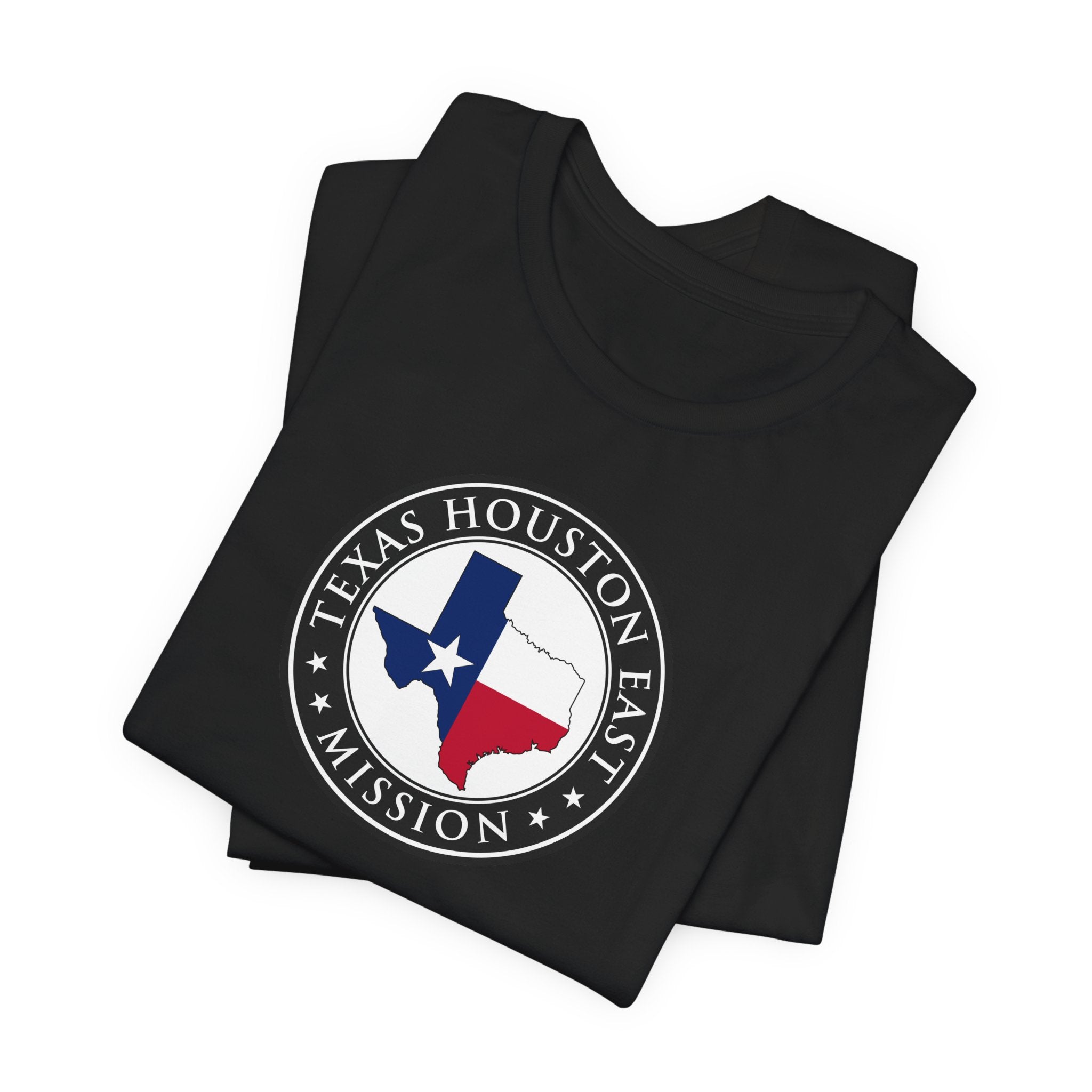 Texas Houston East Mission State Flag Logo (Black Border) T-shirt - Mission Wishlist - LDS Missionary Gift Store
