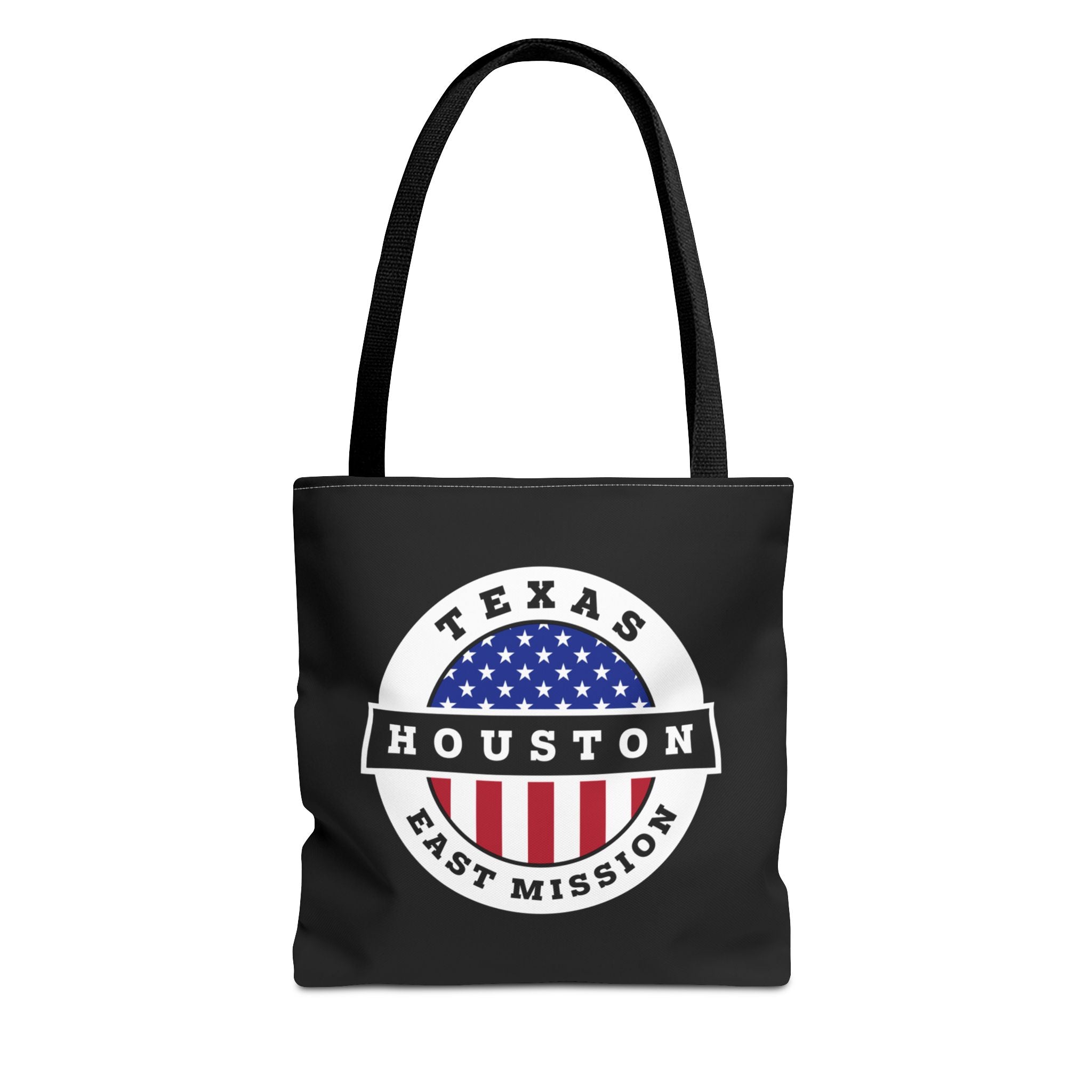 Texas Houston East Mission USA Flag Logo Tote Bag Black - Mission Wishlist - LDS Missionary Gift Store