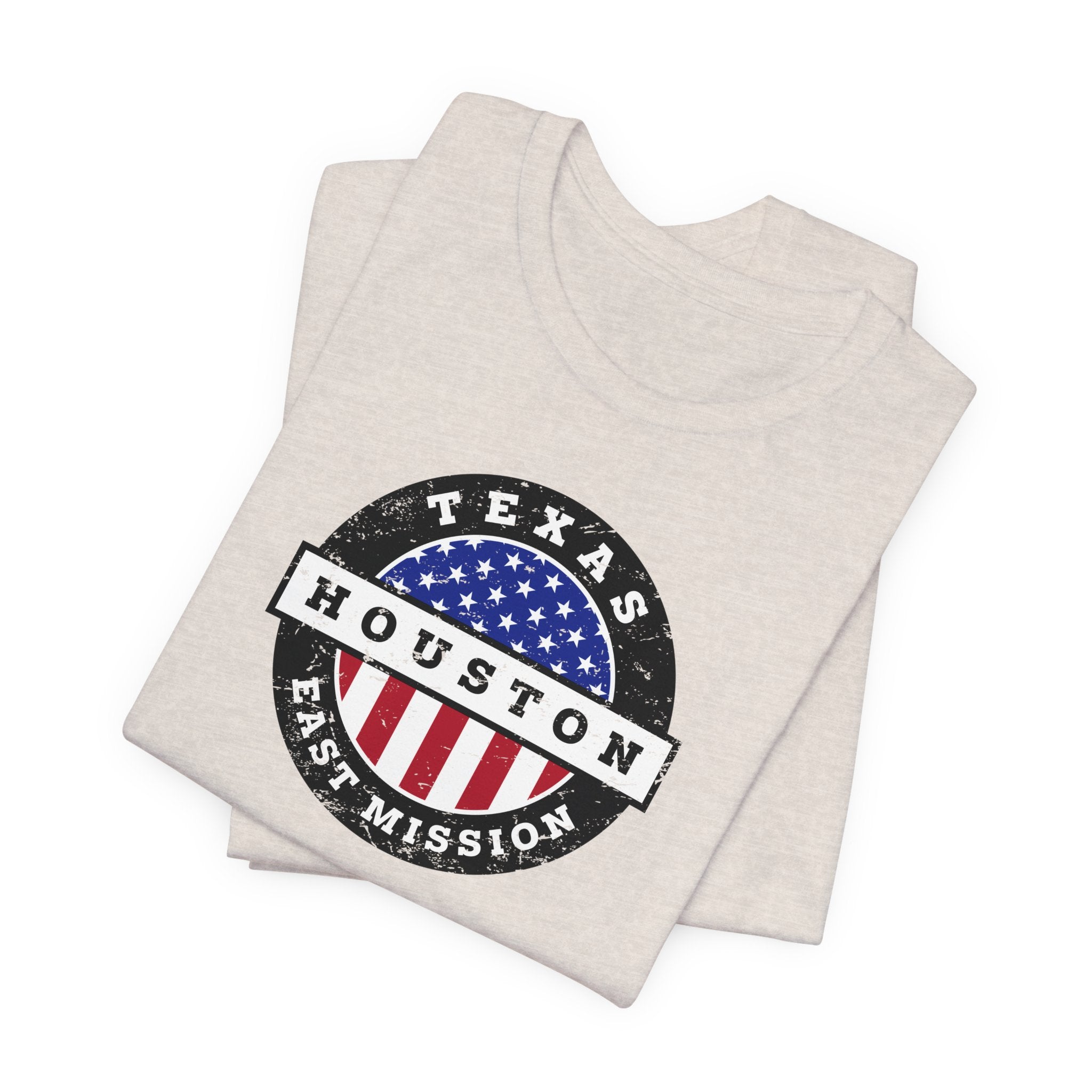 Texas Houston East Mission Vintage Circular USA Flag T-Shirt - Mission Wishlist - LDS Missionary Gift Store